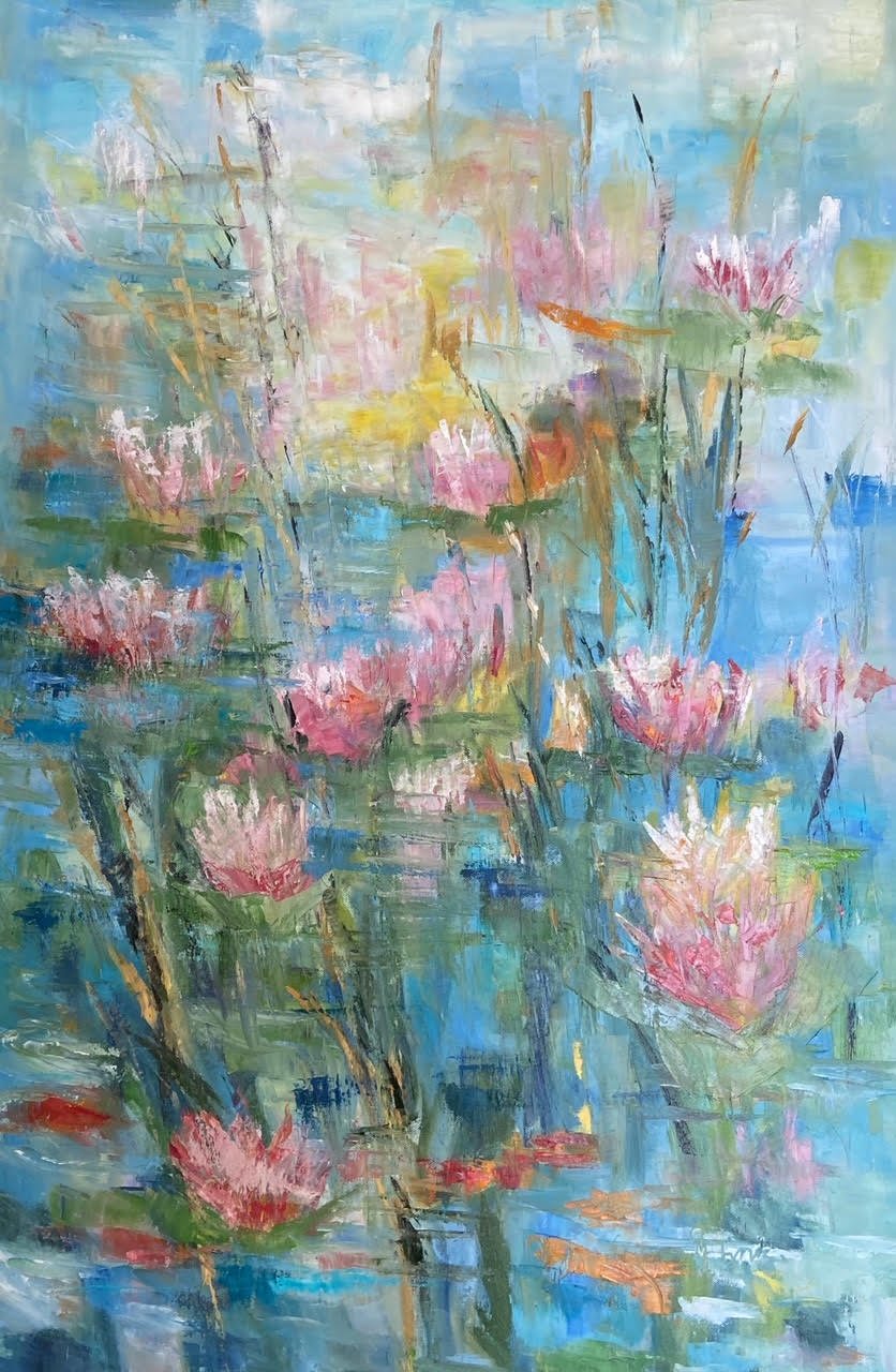 %22Water Lilies%22 24 x 36 inches - Oil on canvas - $400 unframed.jpeg