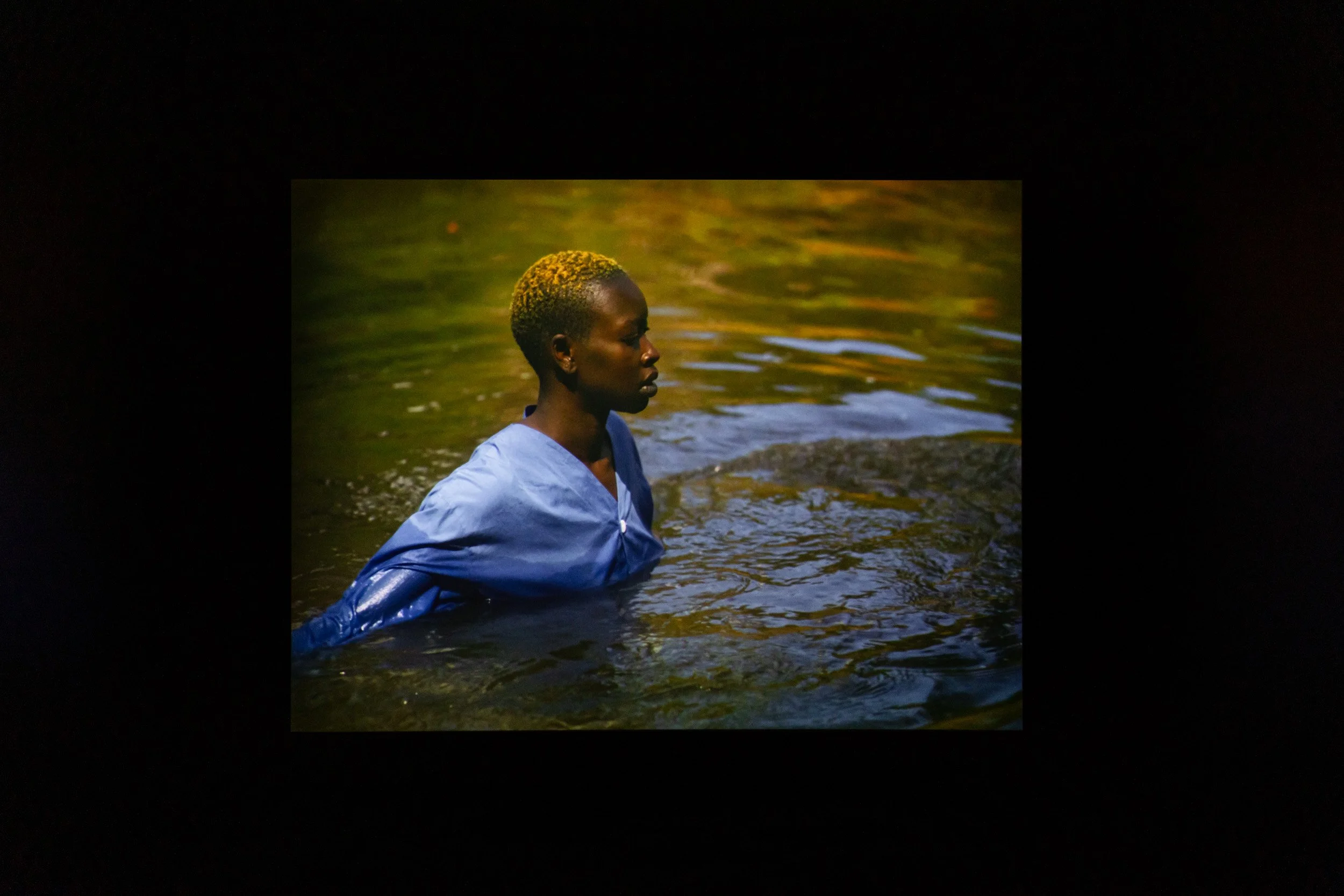 Atong Atem, BANKSIA, 2021. Installation view, How we remember tomorrow, UQ Art Museum, 2024. Photo: Joe Ruckli.    