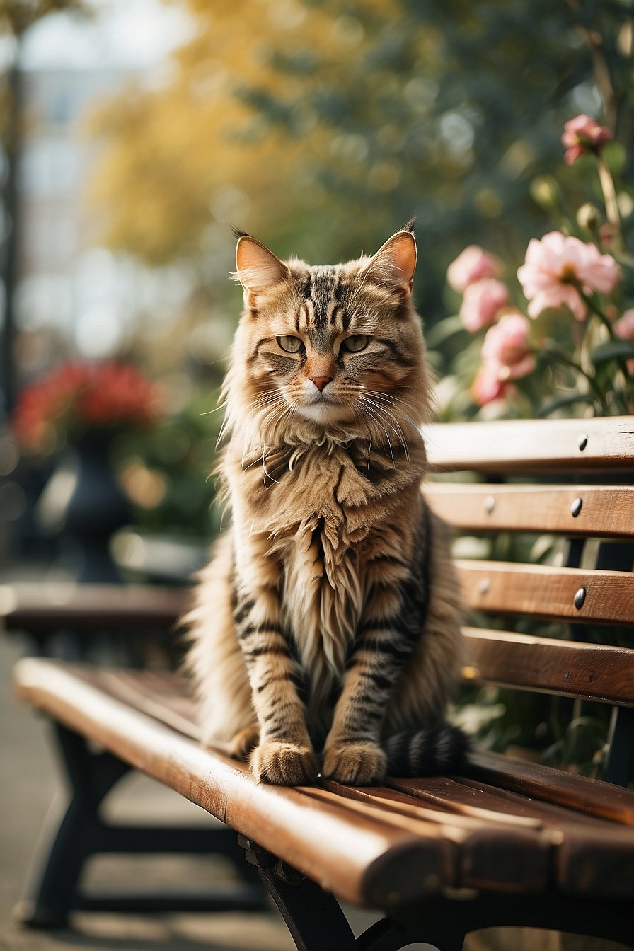 tilt-shift photograph of a cat sitting on a bench 2.jpeg