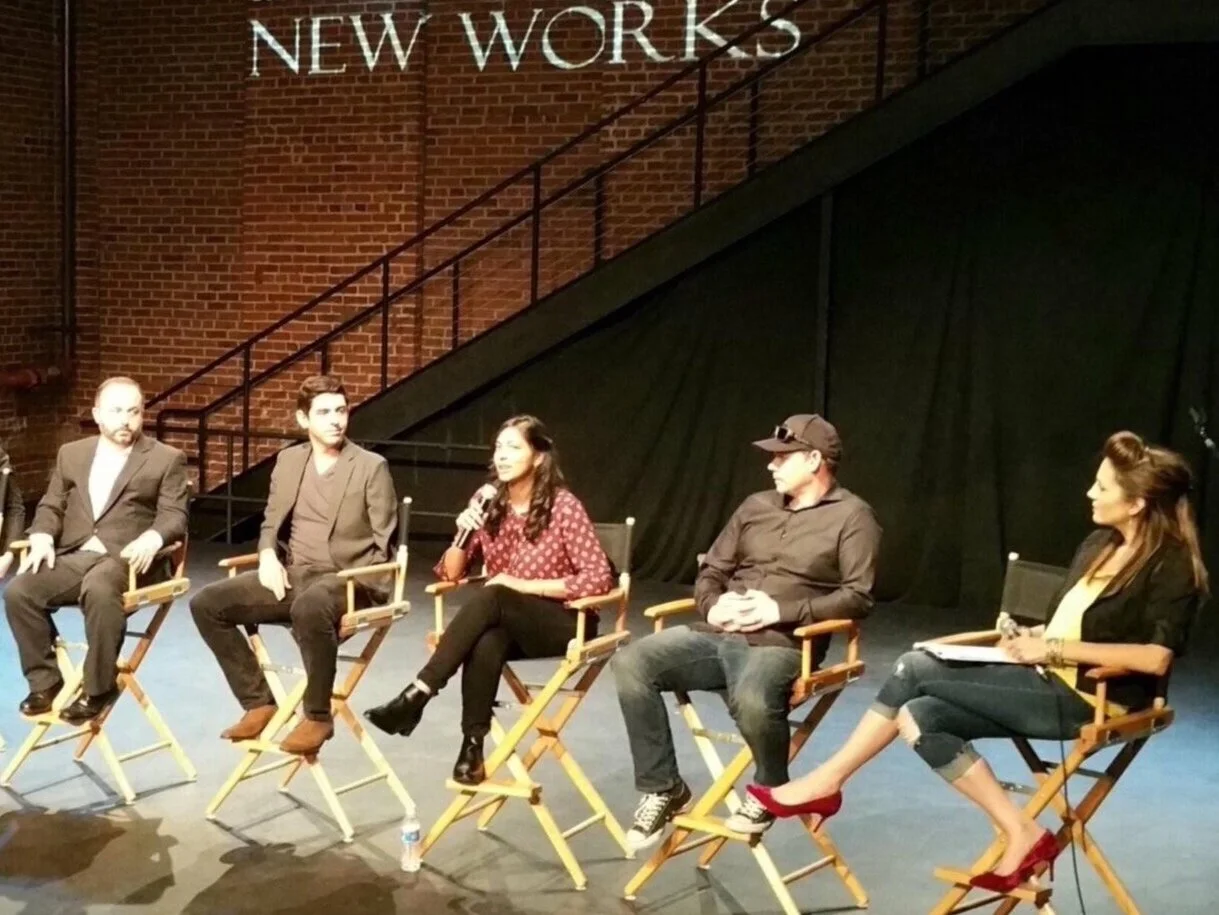 Moderating a discussion panel of "New Works" from a military veteran writing program at The Actors' Gang theatre.