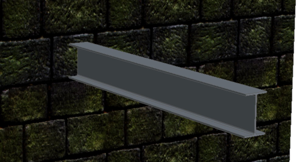 Our beam, supported at the wall.