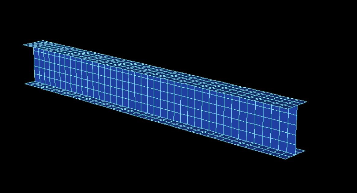 Our beam, represented as a finite number (520 to be precise) of elements.