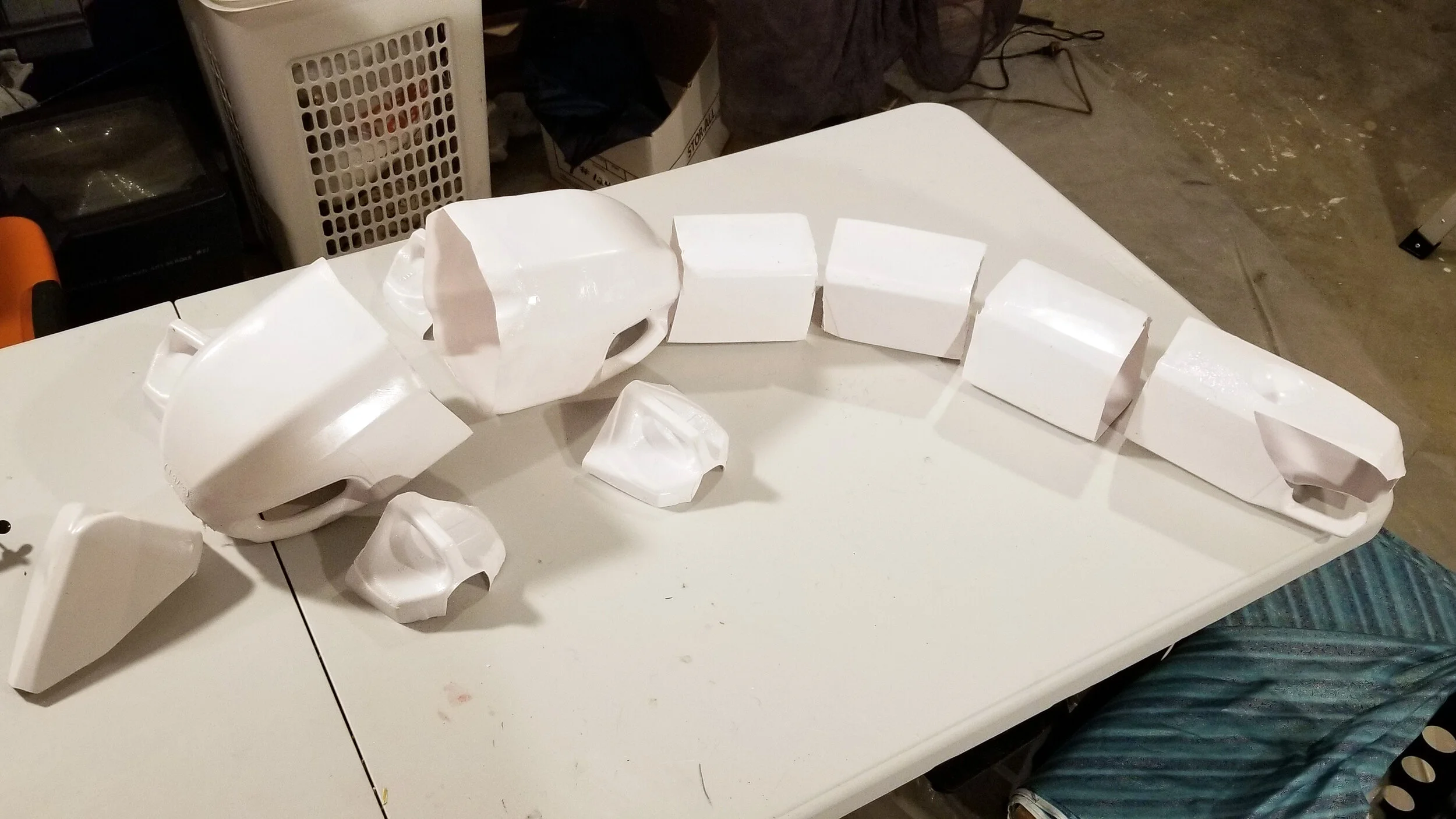 The Plesiosaur post enamel coating, prior to final assembly