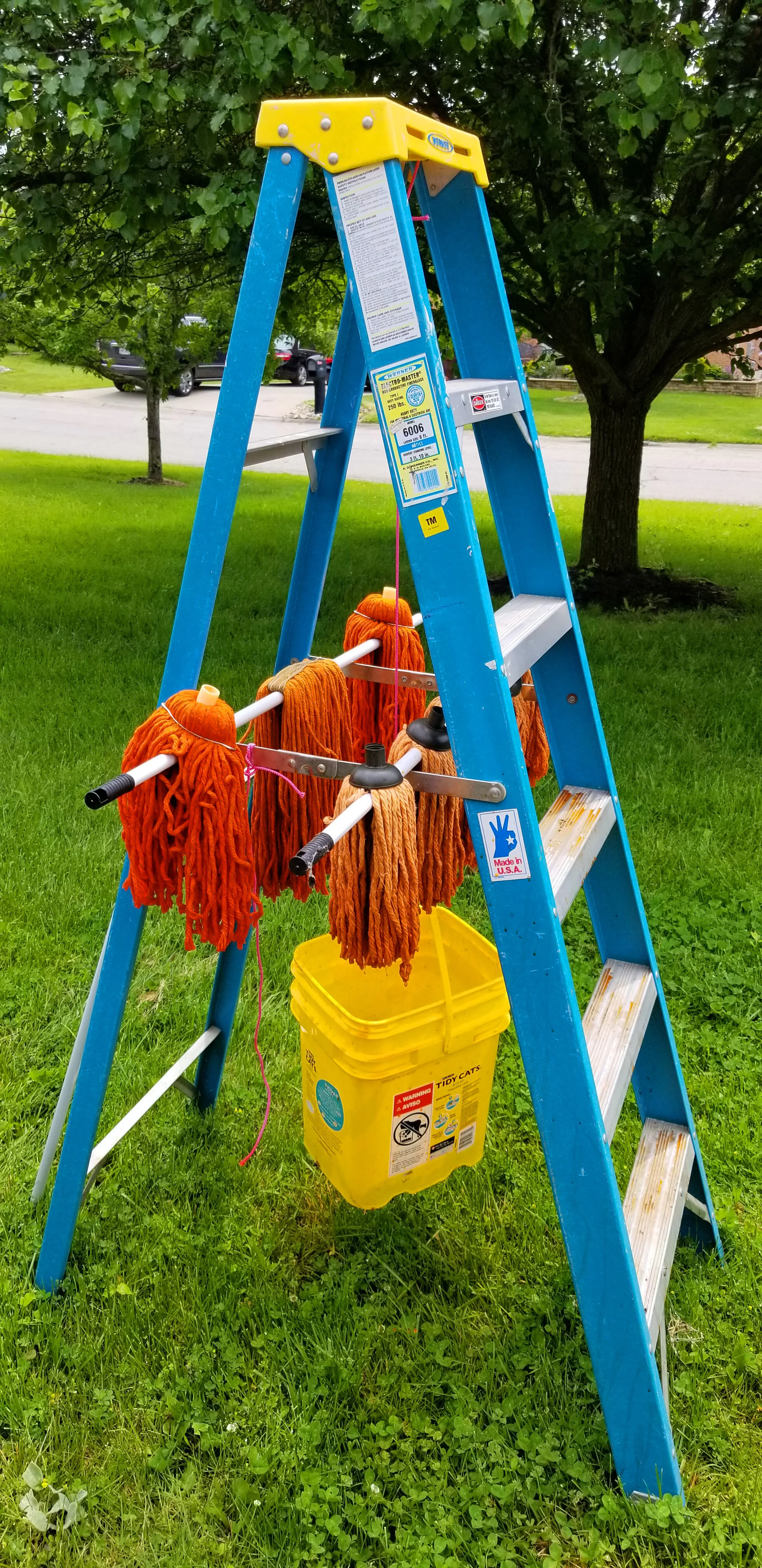 Drying the Mops Heads for Henry the Orangutan