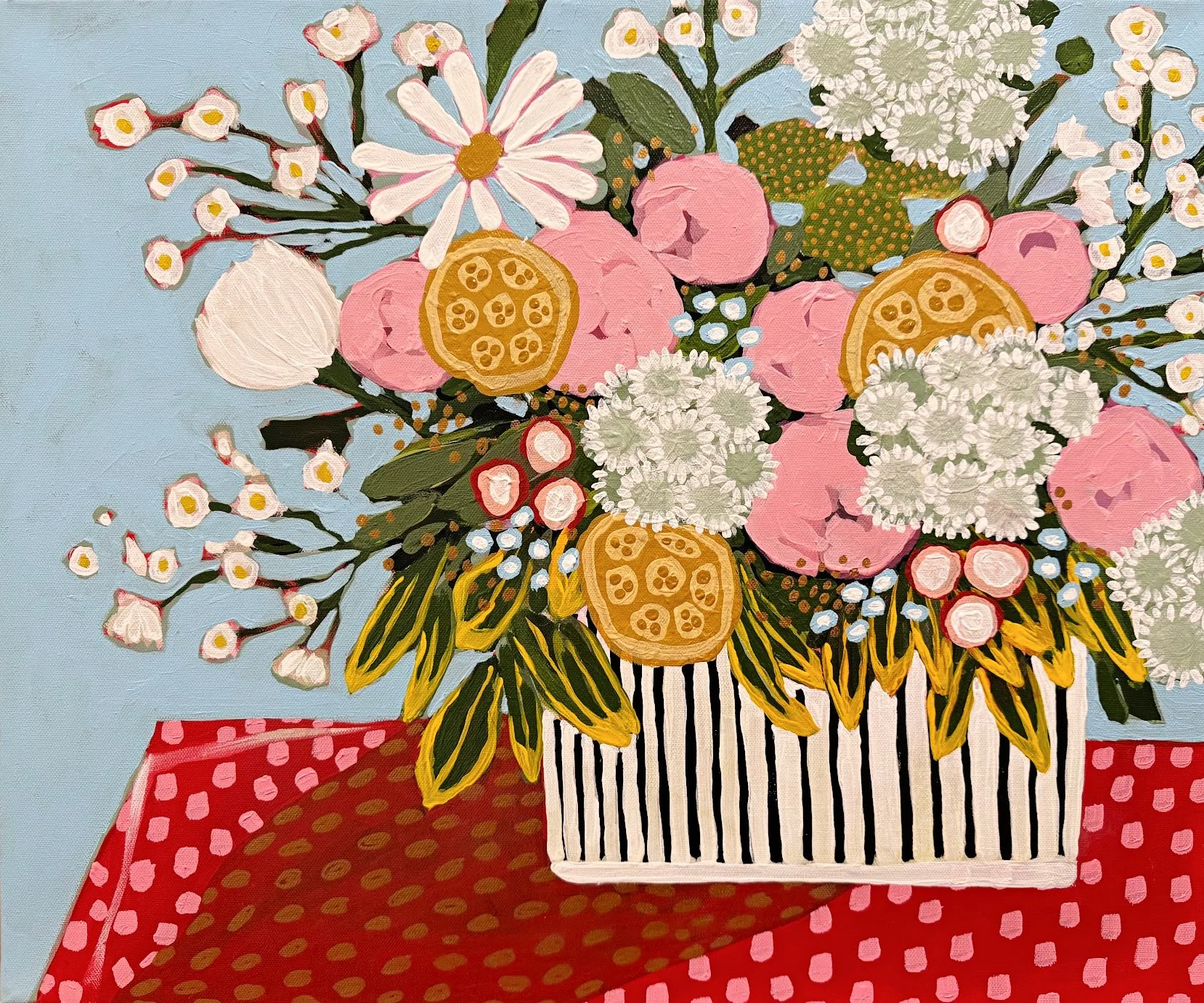 MIXED MEDIA FLORAL ON CANVAS