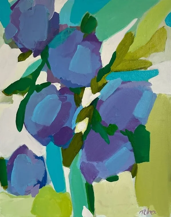 MIXED MEDIA FLORAL ABSTRACT ON CANVAS