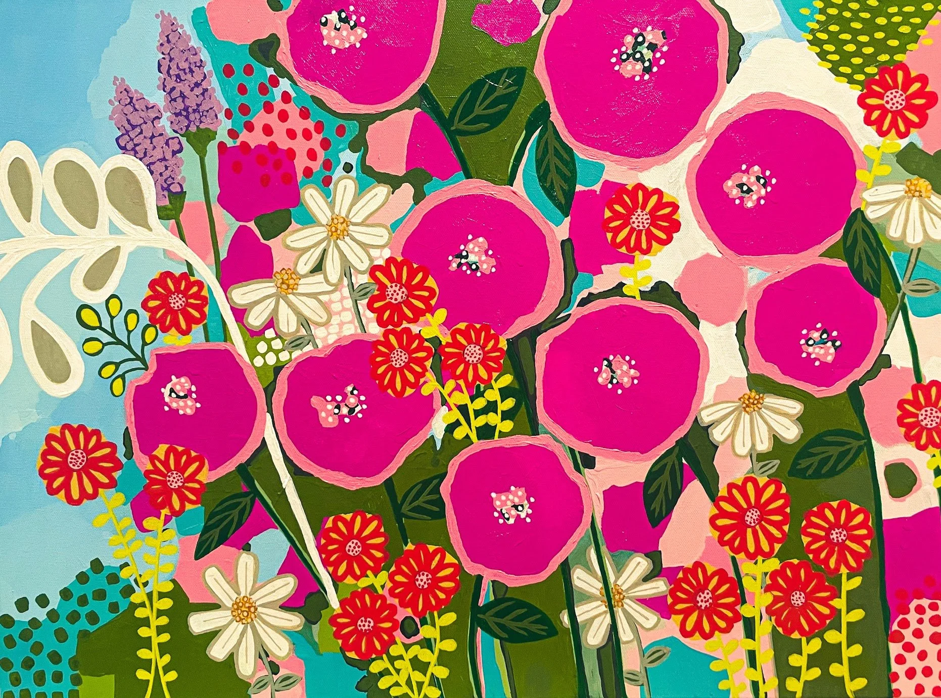 MIXED MEDIA FLORAL ON CANVAS
