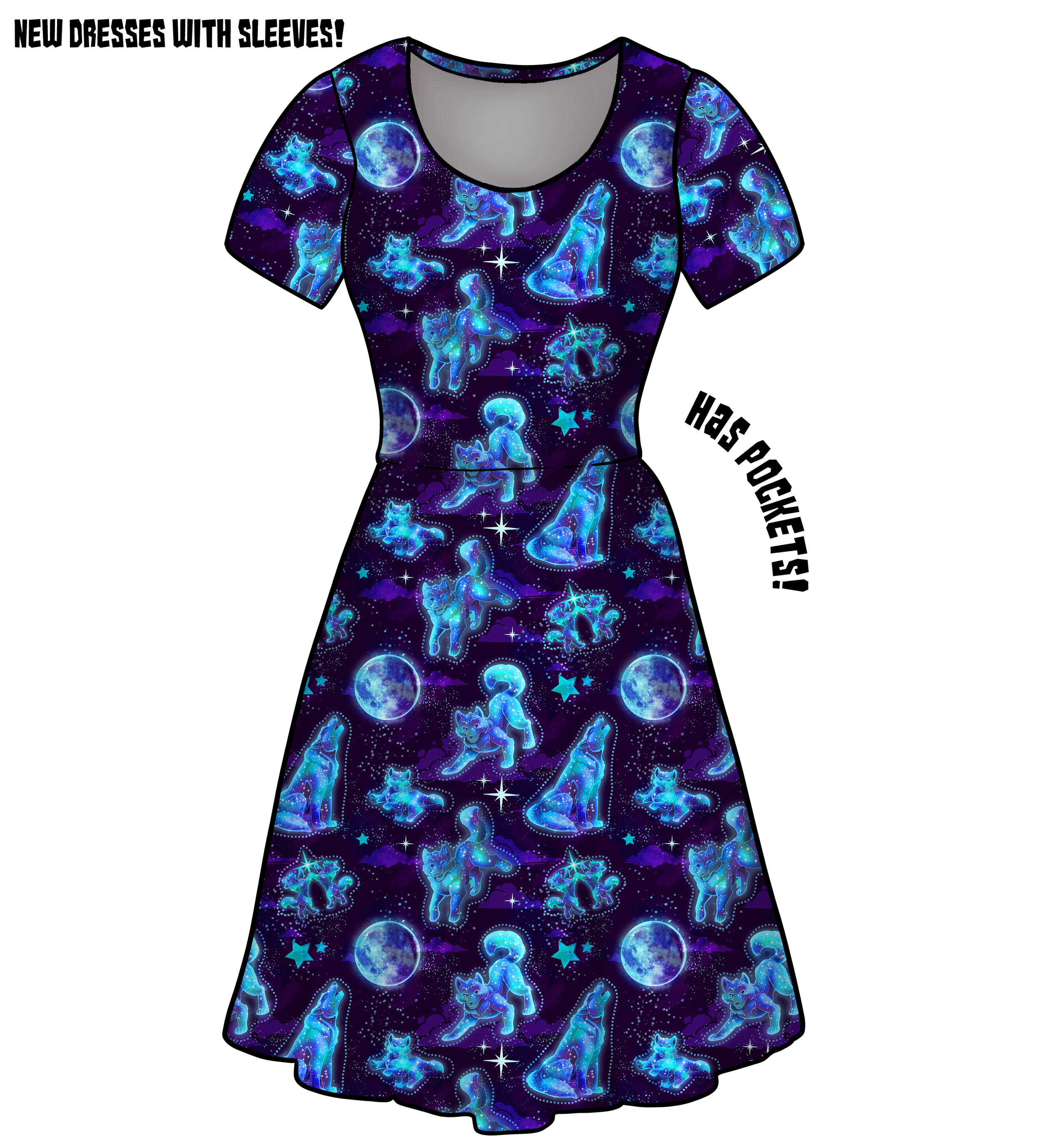 Sleeved Galaxy Wolf Dress