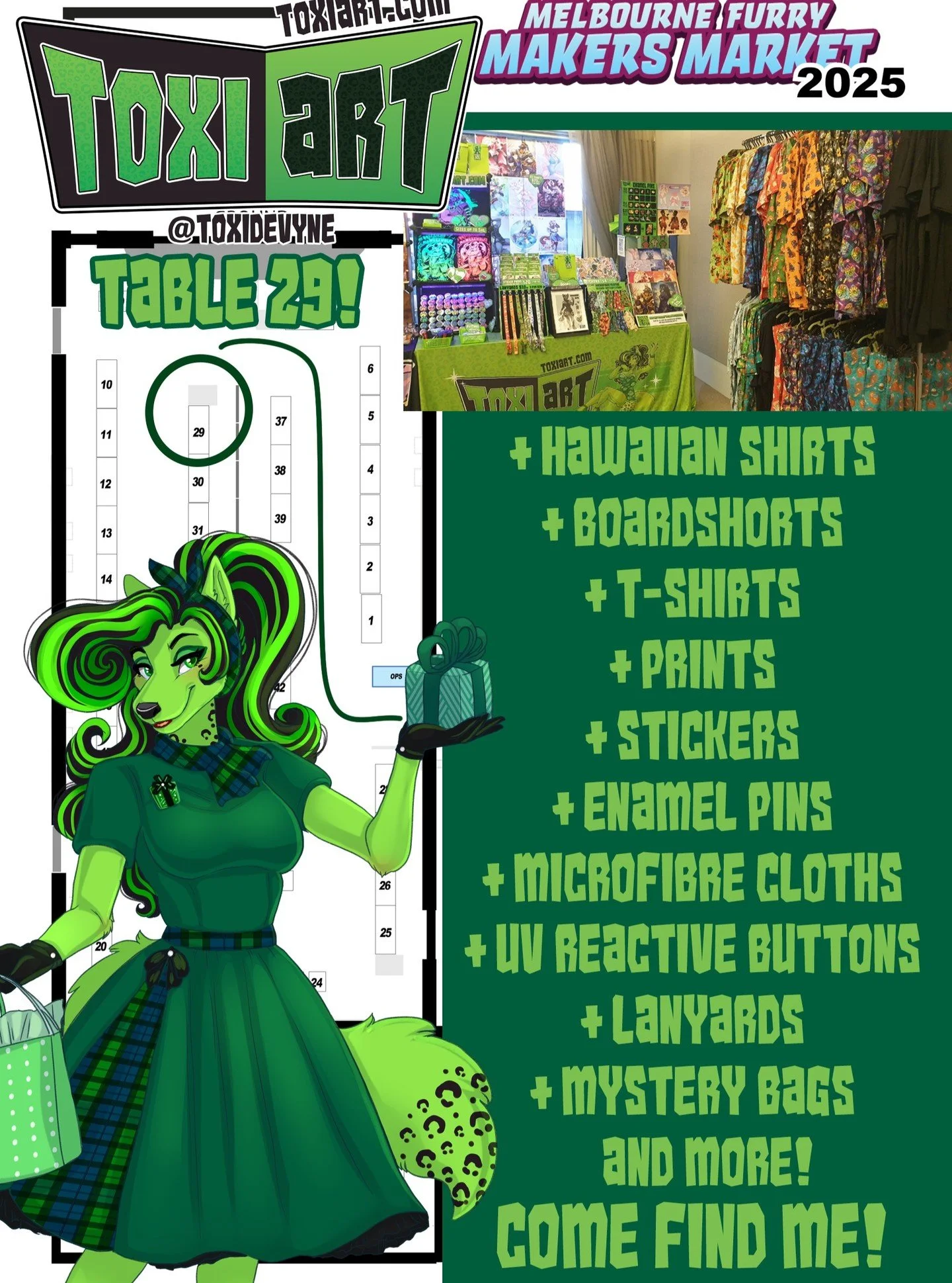 Come find me at the Melbourne Furry Market tomorrow at table 29!
melbournefurrymakersmarket.org
#furryart #furrymarket #melbournefurries #mfmm #toxiart
