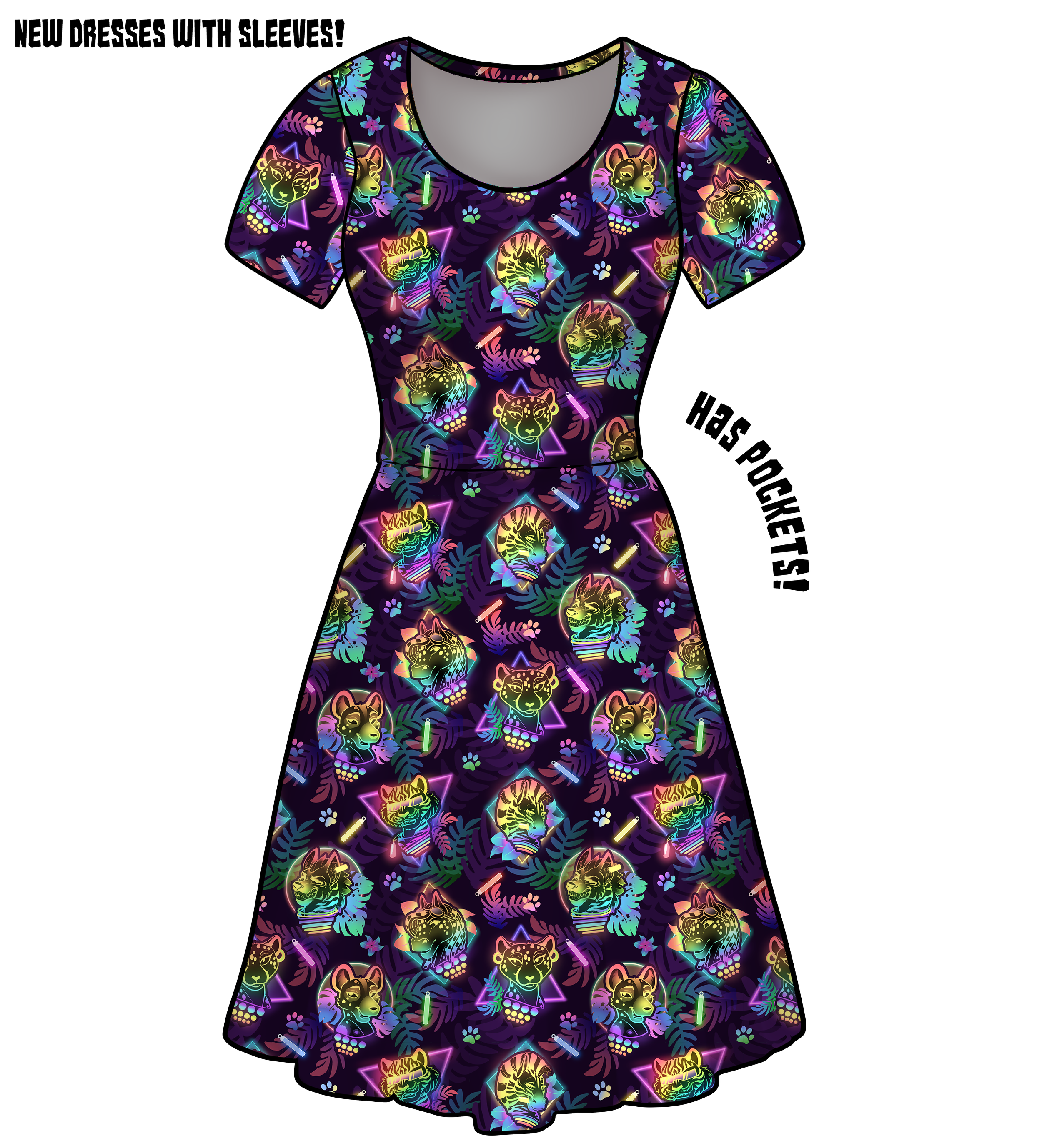 Sleeved Neon Party Animal Dress