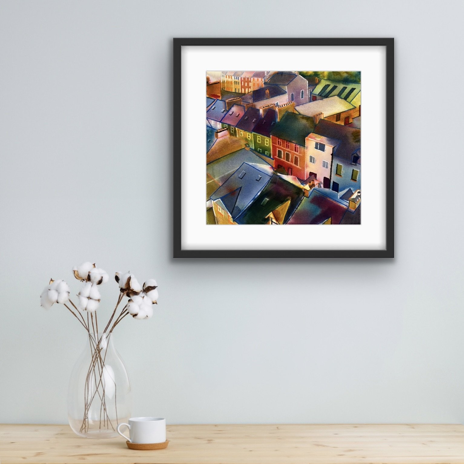 Brittney Tough Watercolours Funky Buildings in Situ.JPG