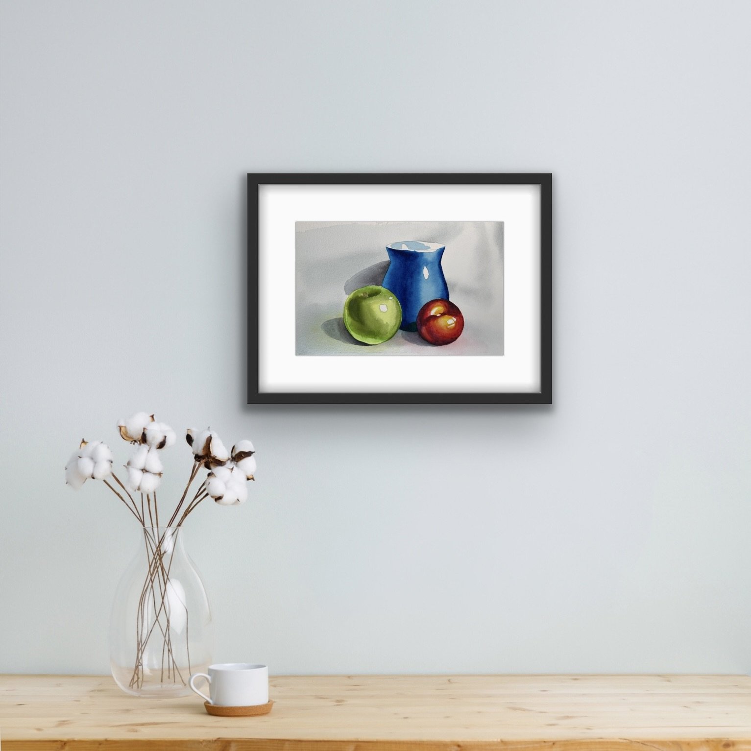 Brittney Tough Watercolours Apples and Jar in Situe.JPG
