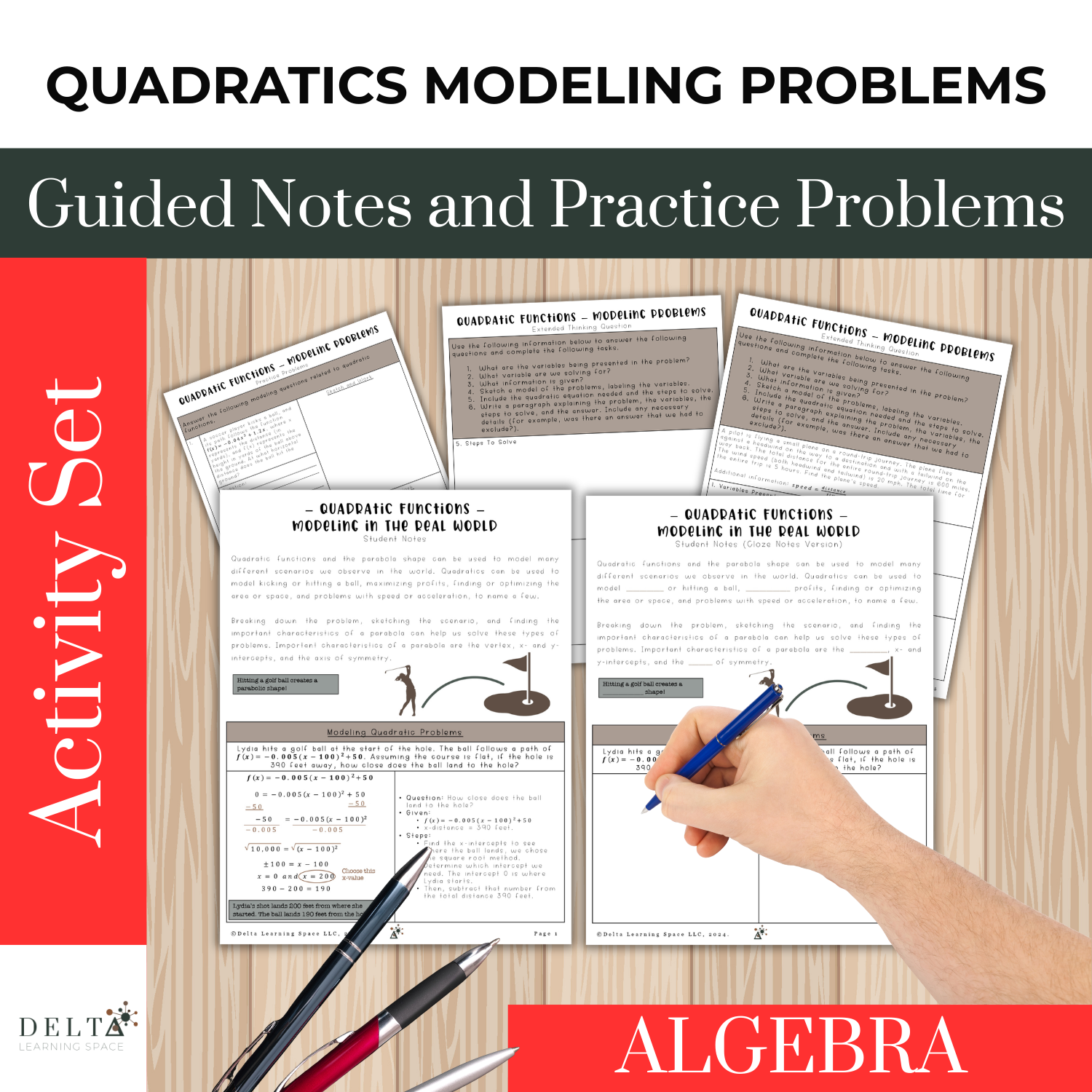Modeling Using Quadratics Worksheets | 9th–12th Grade Word Problems