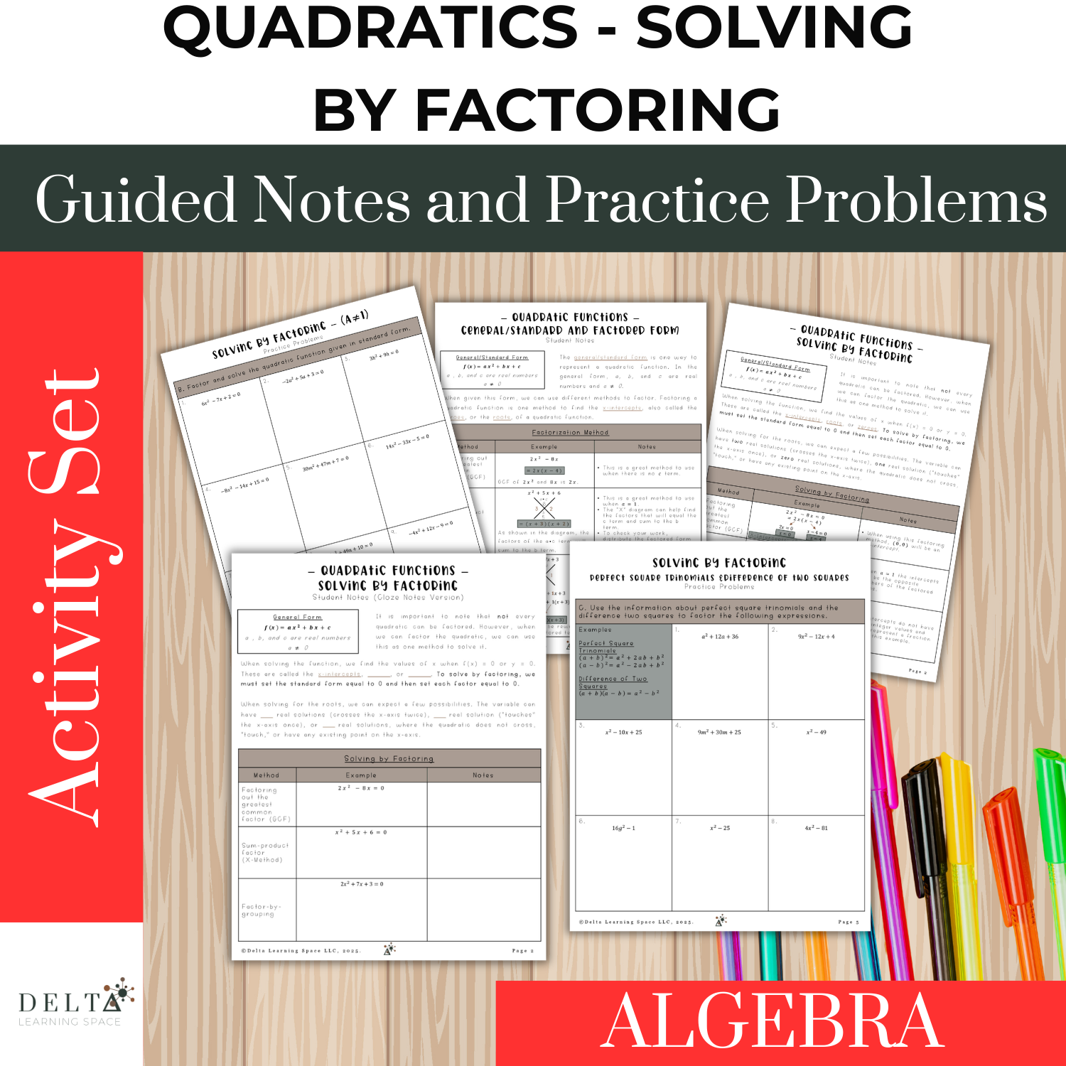 Solving Quadratic Equations by Factoring | Algebra 1 Notes & Practice