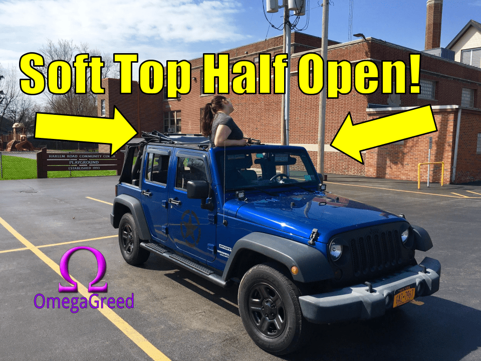 Jeep Wrangler Unlimited Soft Top Halfway (Partially) Open —  