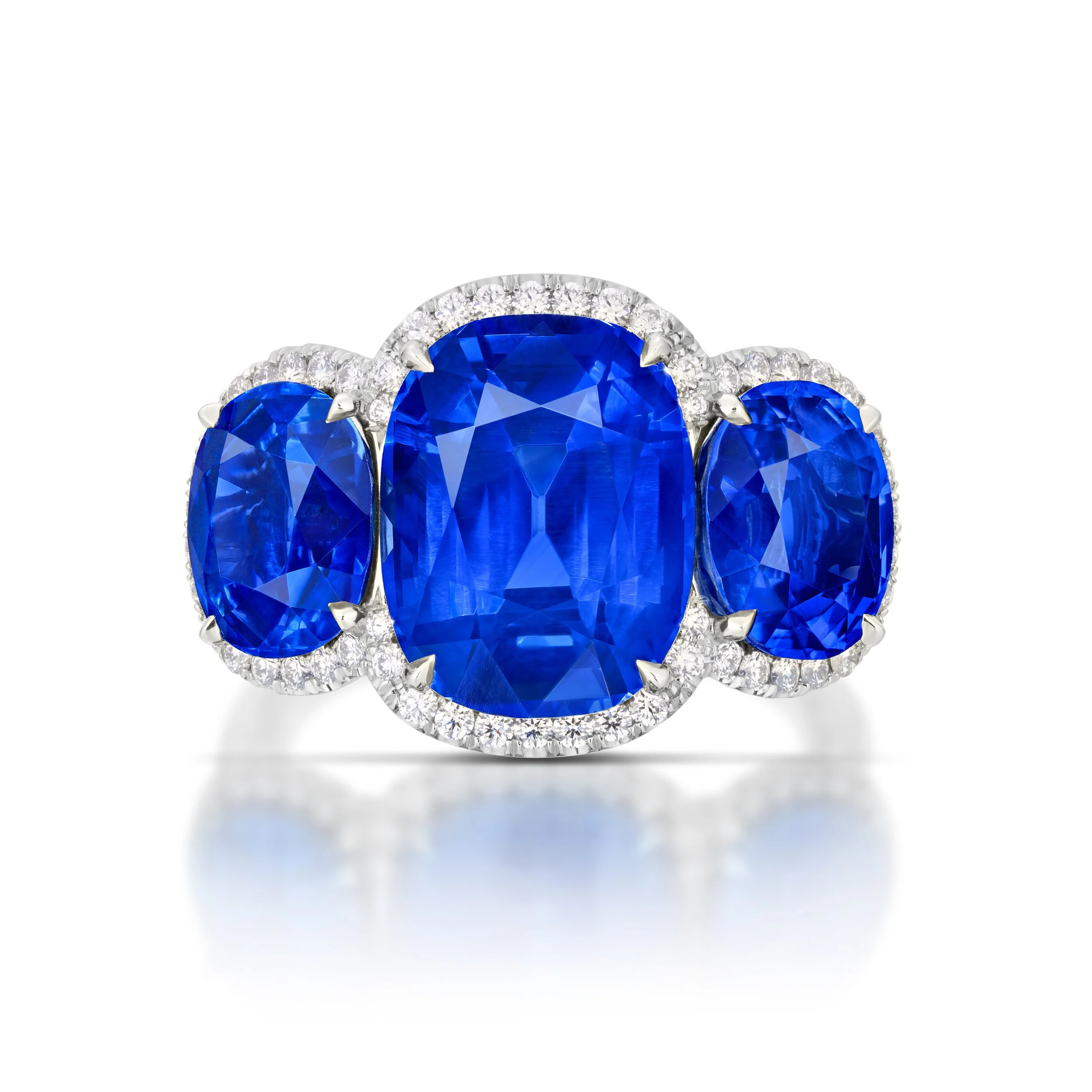 13.65 carat Kashmire sapphire and diamond ring. 