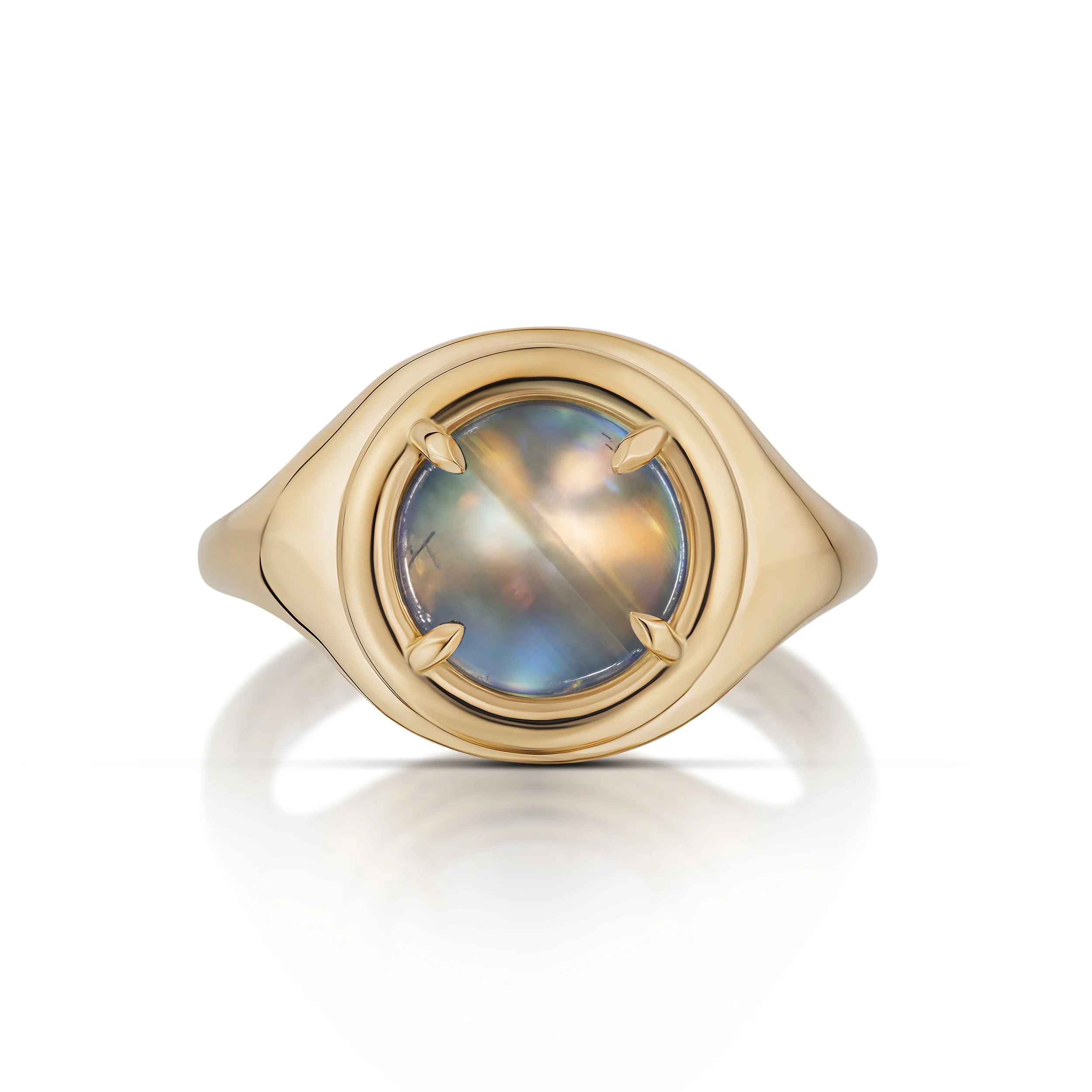Moonstone Ring set in 18 karat yellow gold photographed by Jeff Mason