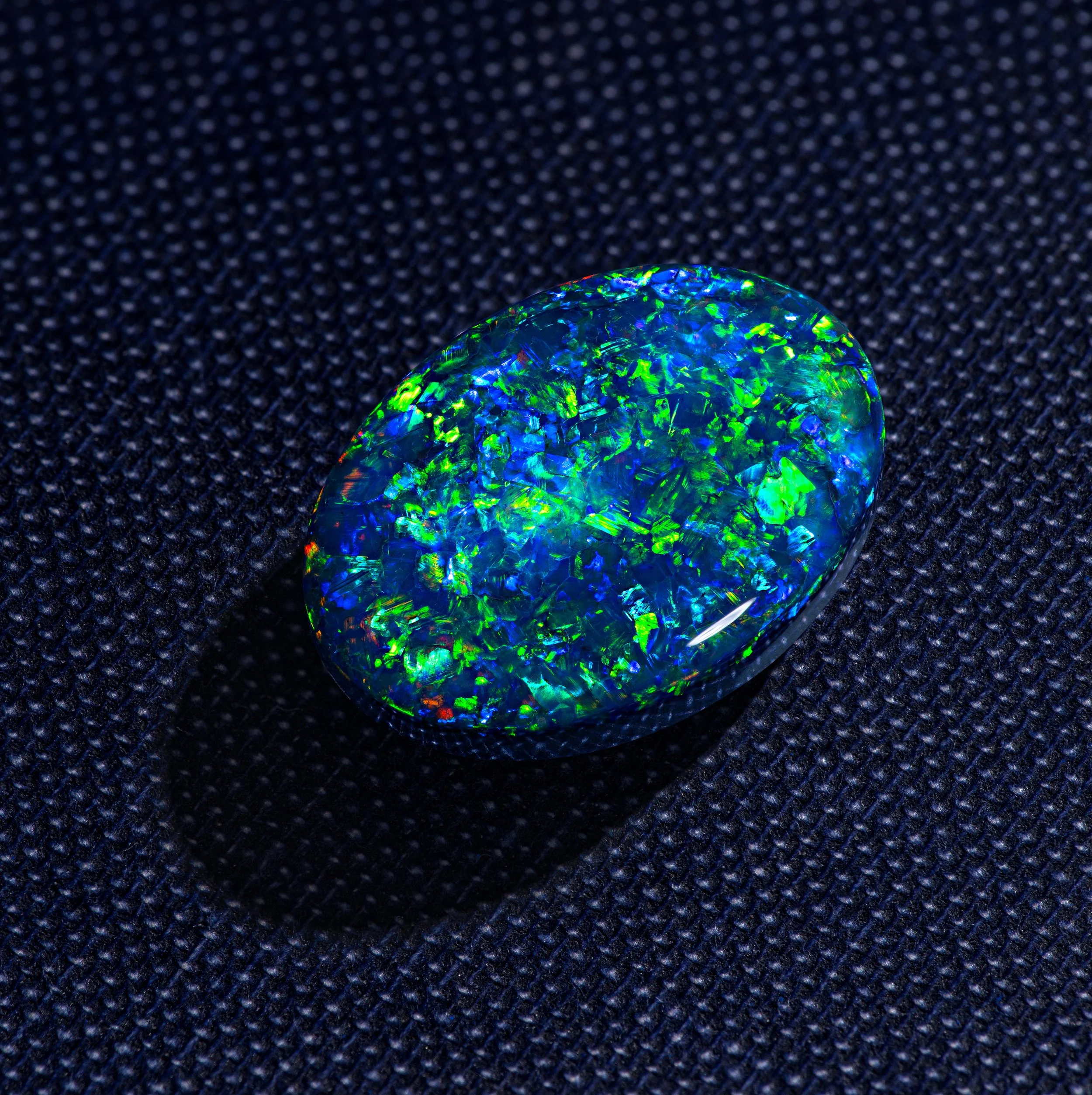 9.94 carat Australian black opal cabochon. 