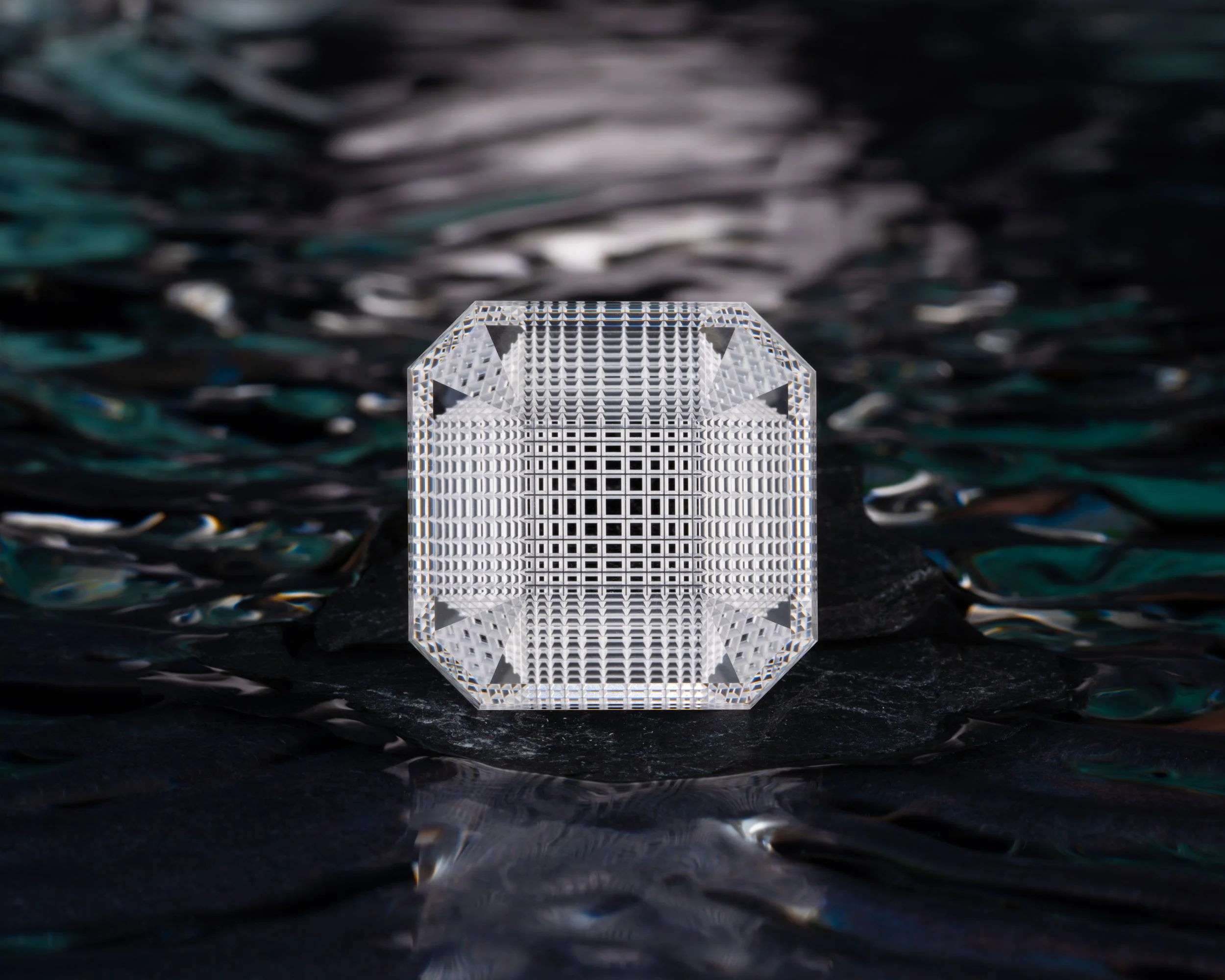 Custom Cut Optical Quartz gem cut by Bryan Drummond
