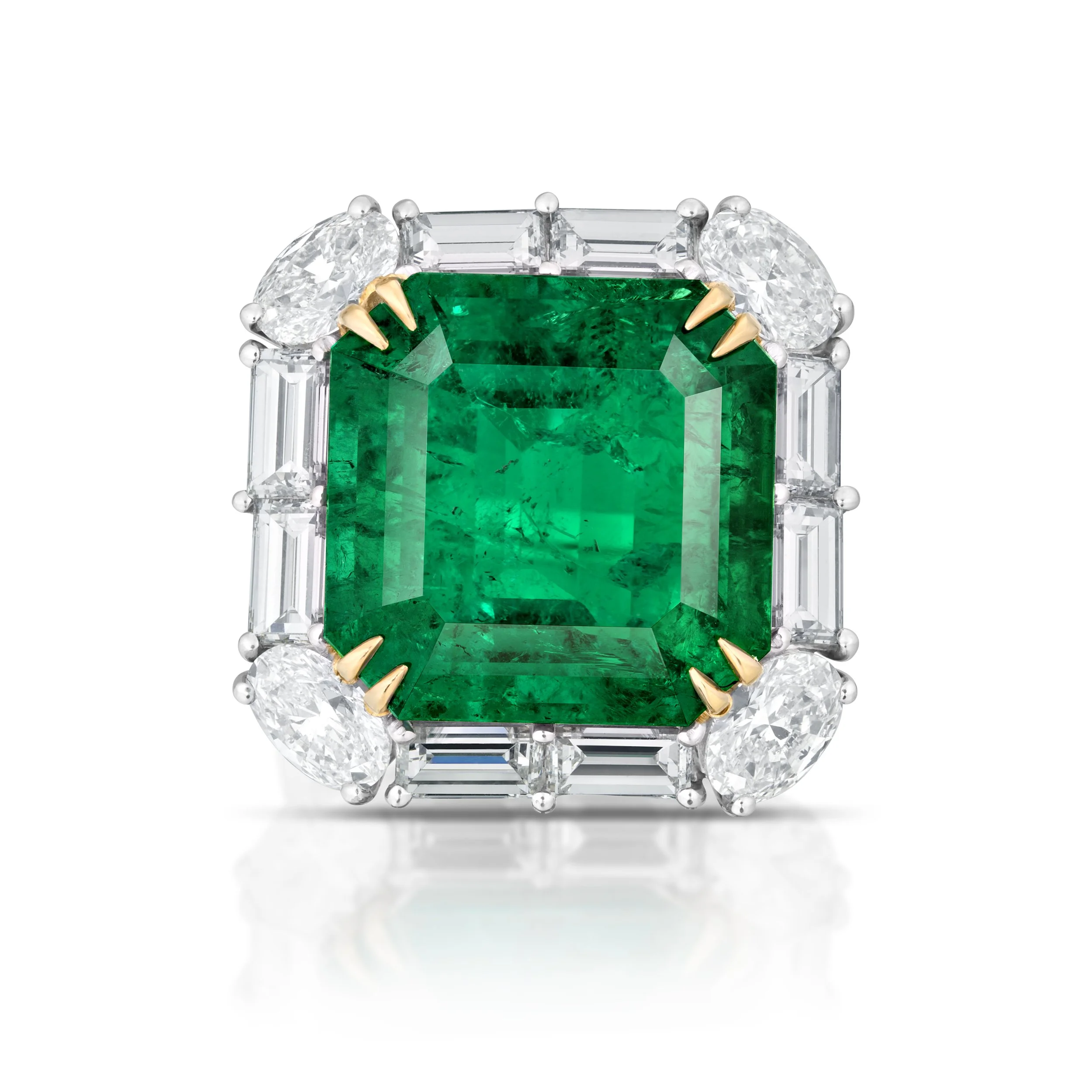 16.99 carat Columbian Emerald and diamond ring.