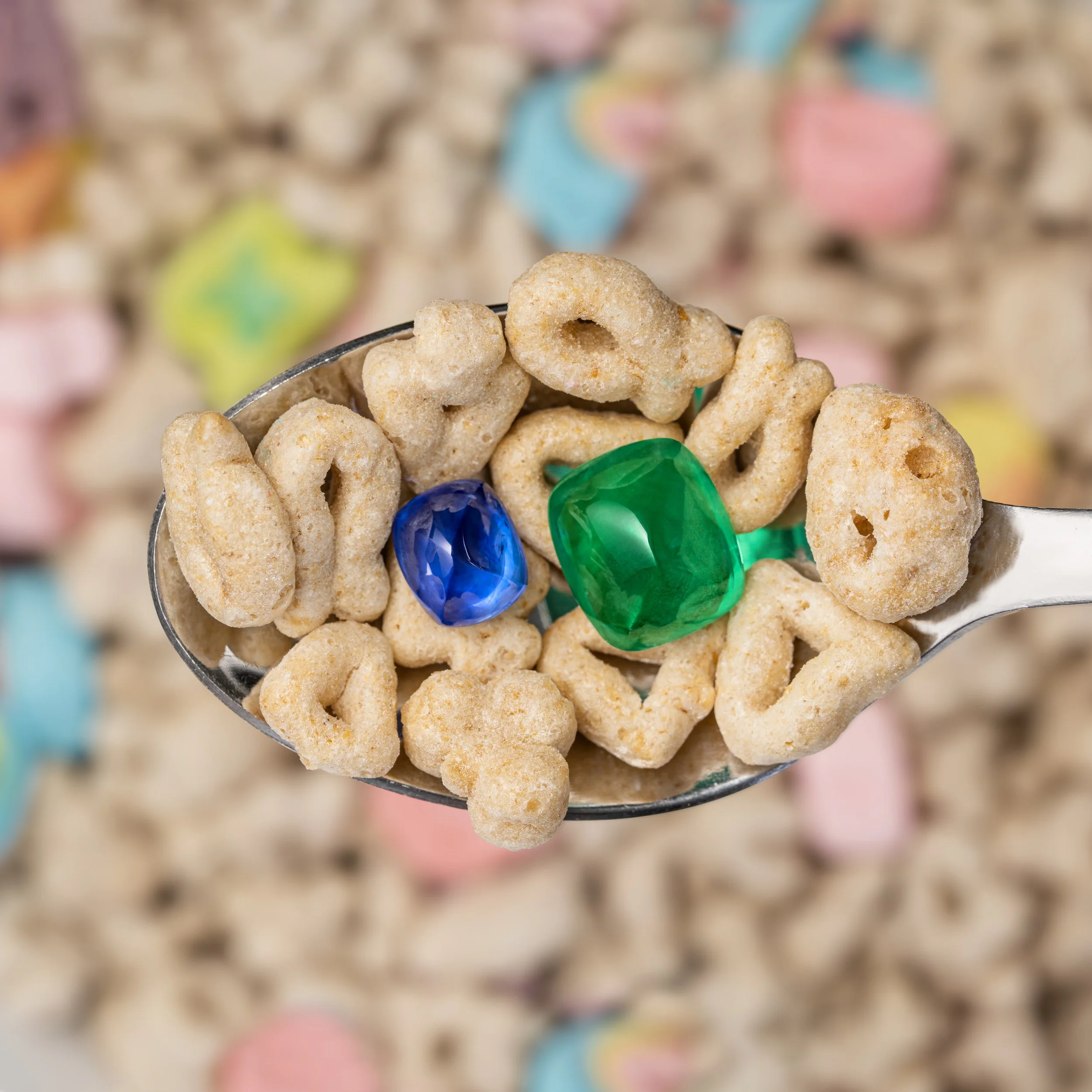Sugar loaf Sapphire and Emerald in cereal. 