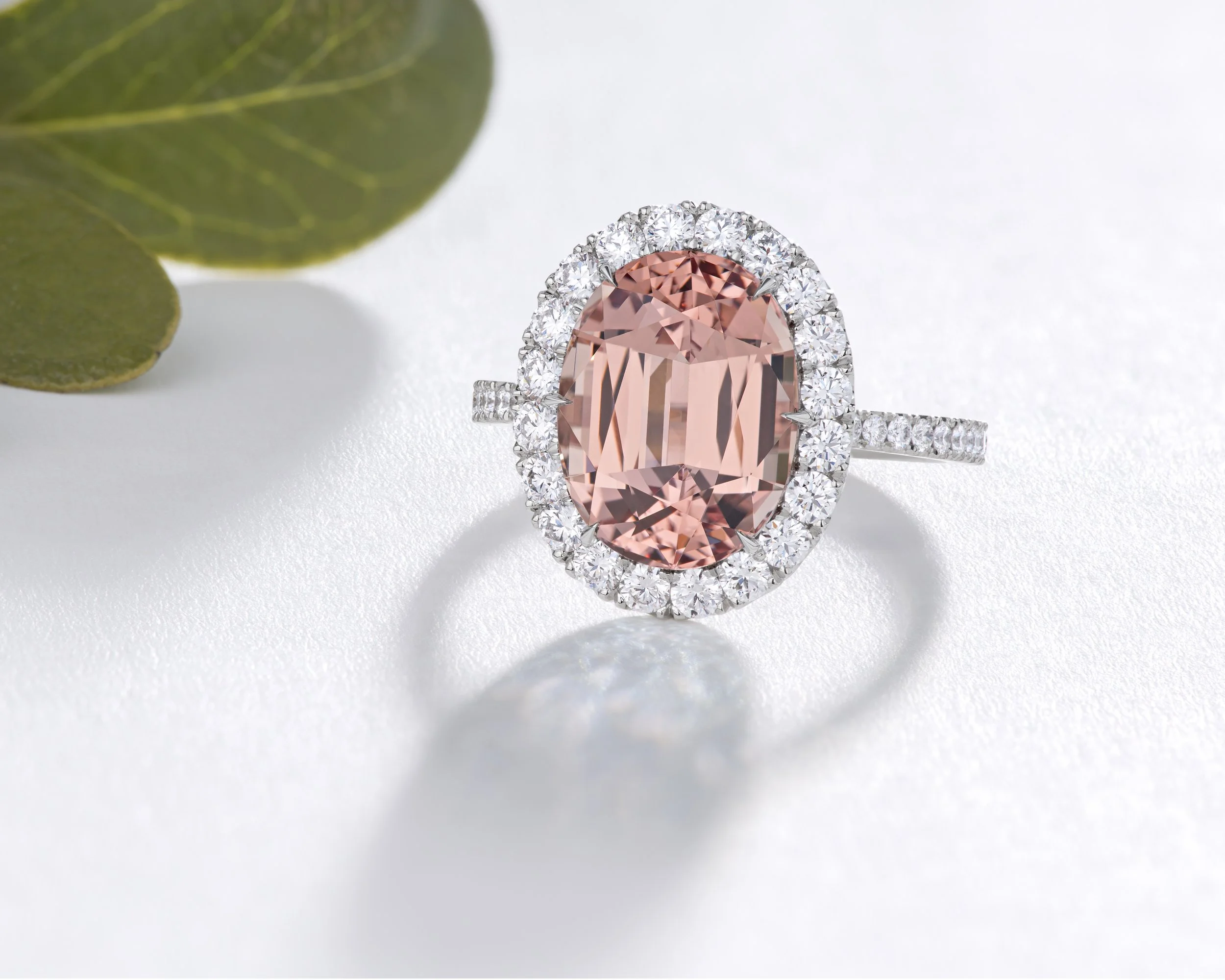 Garnet and Diamond Ring set in a hand fabricated platinum ring. 