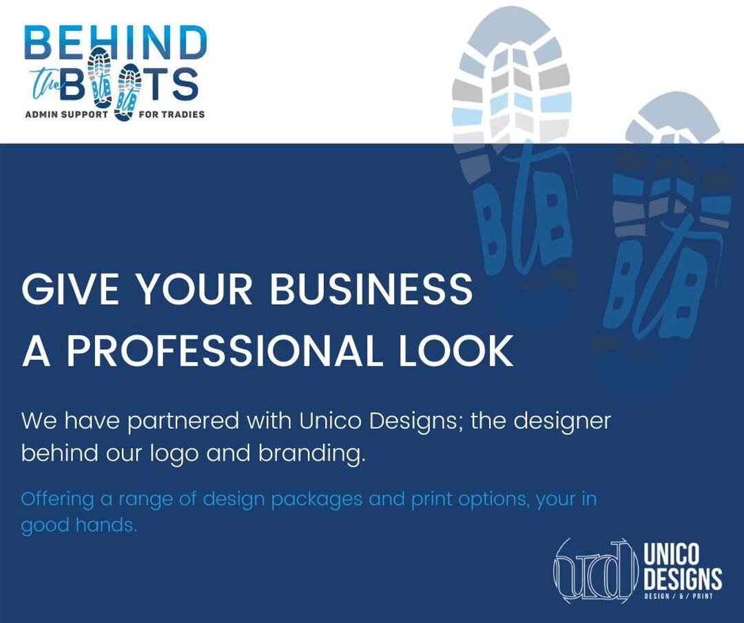 Are you seeking a more professional look for your business? 

Luckily Behind the Boots has teamed up with Unico Designs, to help you design the perfect logo and get the ideal branding for your business! 

If this is something you are interested in, C