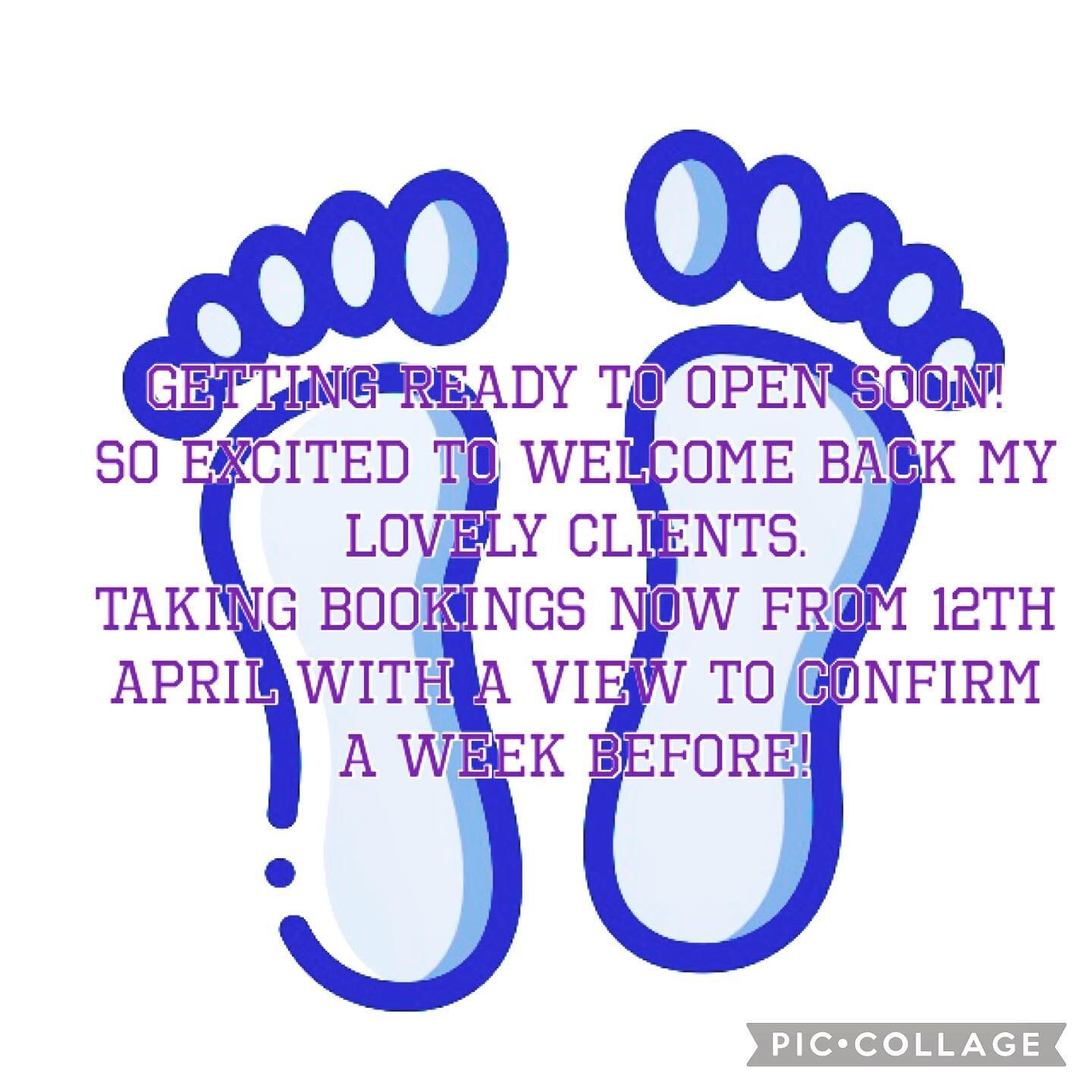 Following on from yesterday&rsquo;s announcement I am hopeful that I can reopen from the 12th April! Please get in touch to book your appointment. I will be confirming all appointments once this date has been finalised at the start of April. Can&rsqu