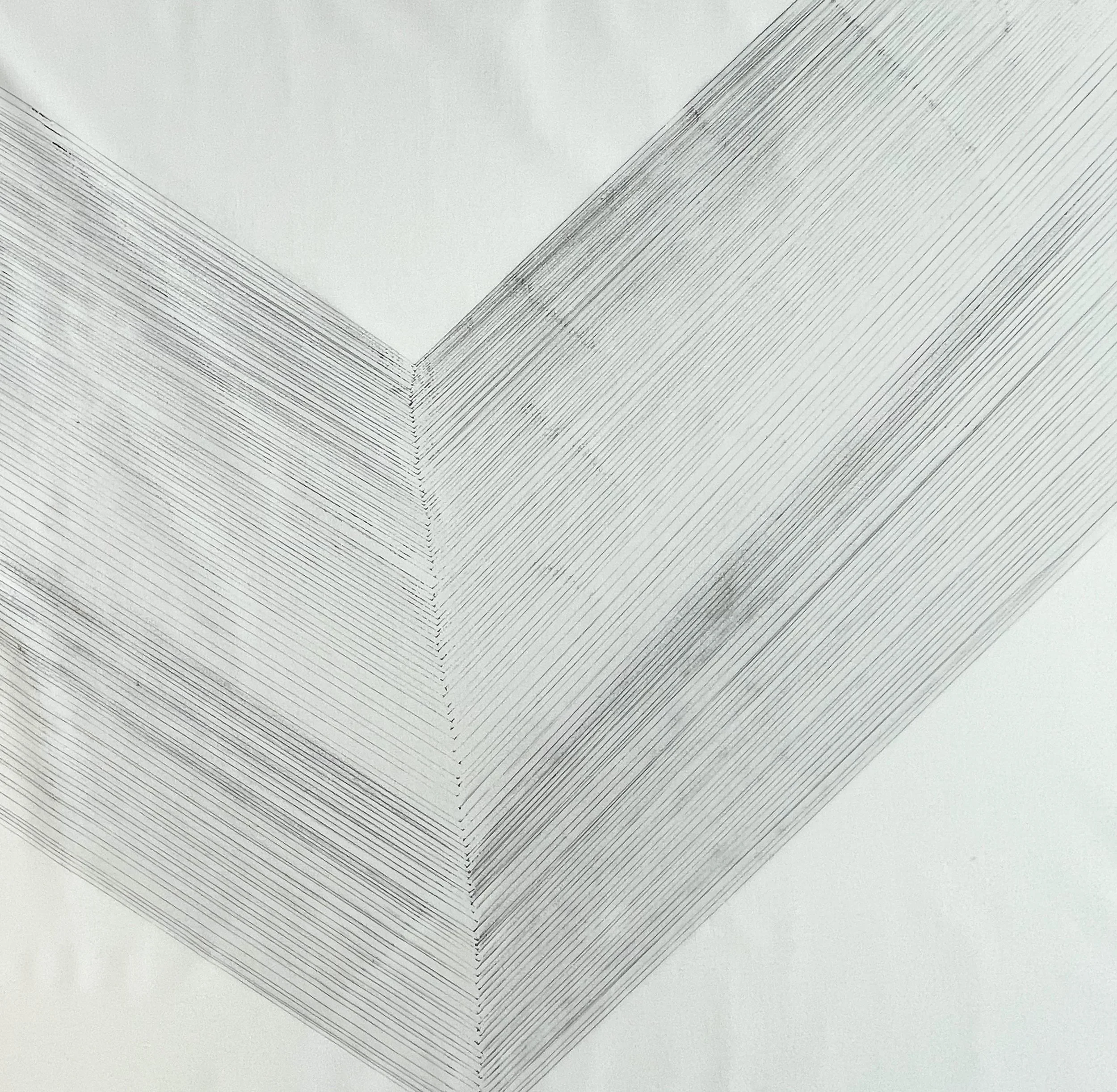 TENSION LINES 6. Size: 150 W x 150 H x 0.1 D cm/ 59 W x 59 H x 0.1 D. Inches.  Tajima Ink on Linen. 2023.