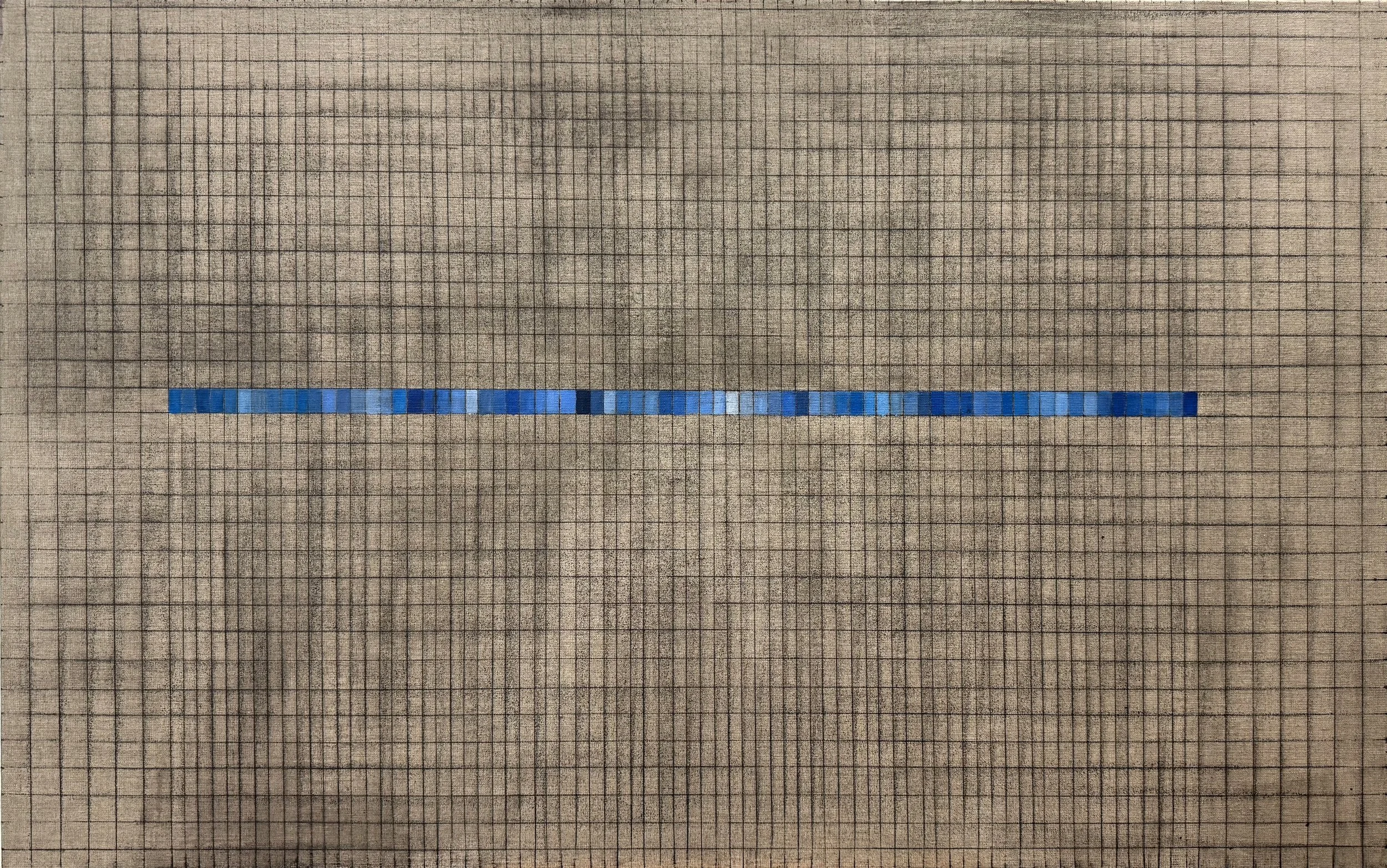 NUMBER 3 . Size: 120 W x 65 H x 3 D cm/ 47.24 W x 25.59 H x 1.18 D. Inches.  Acrylic and Tajima ink on Linen. 2026