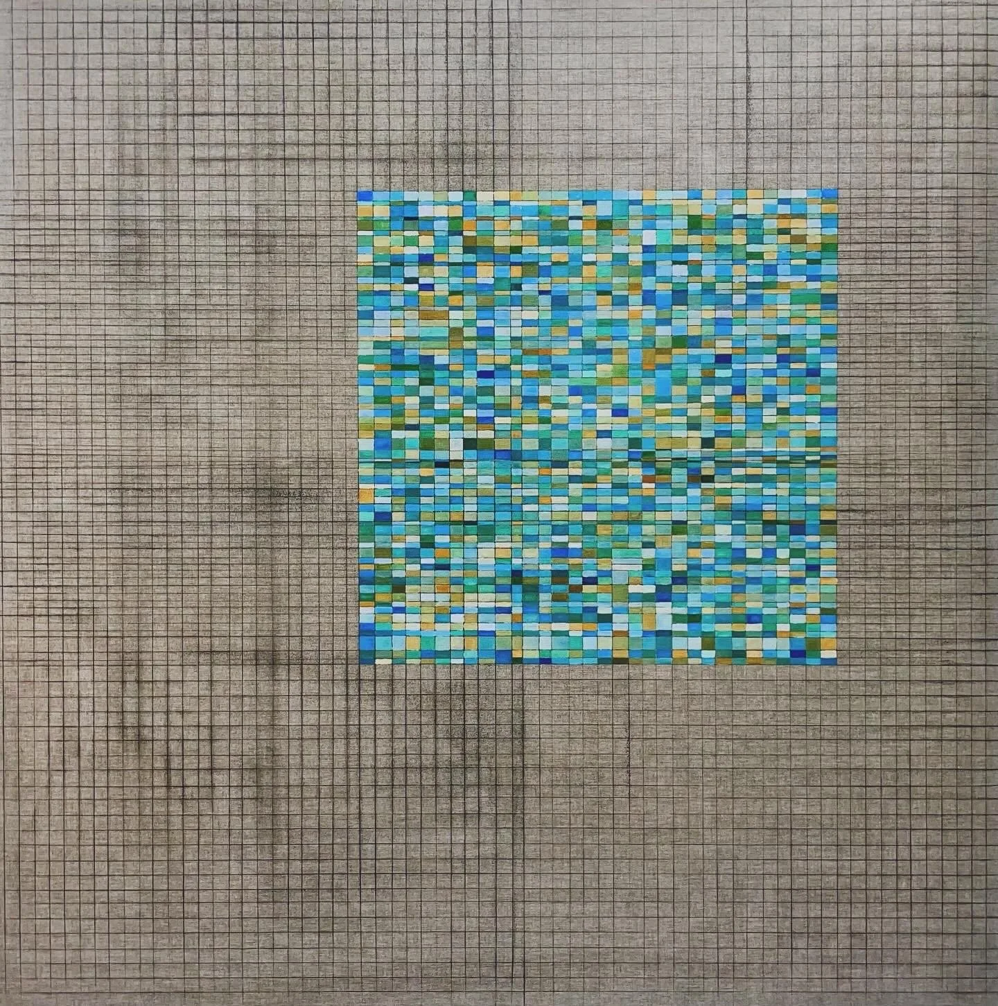 NUMBER 7. Size: 150 W x 150 H x 0.1 D cm/ 59 W x 59 H x 0.1 D. Inches.  Acrylic and Tajima ink on Linen. 2024.