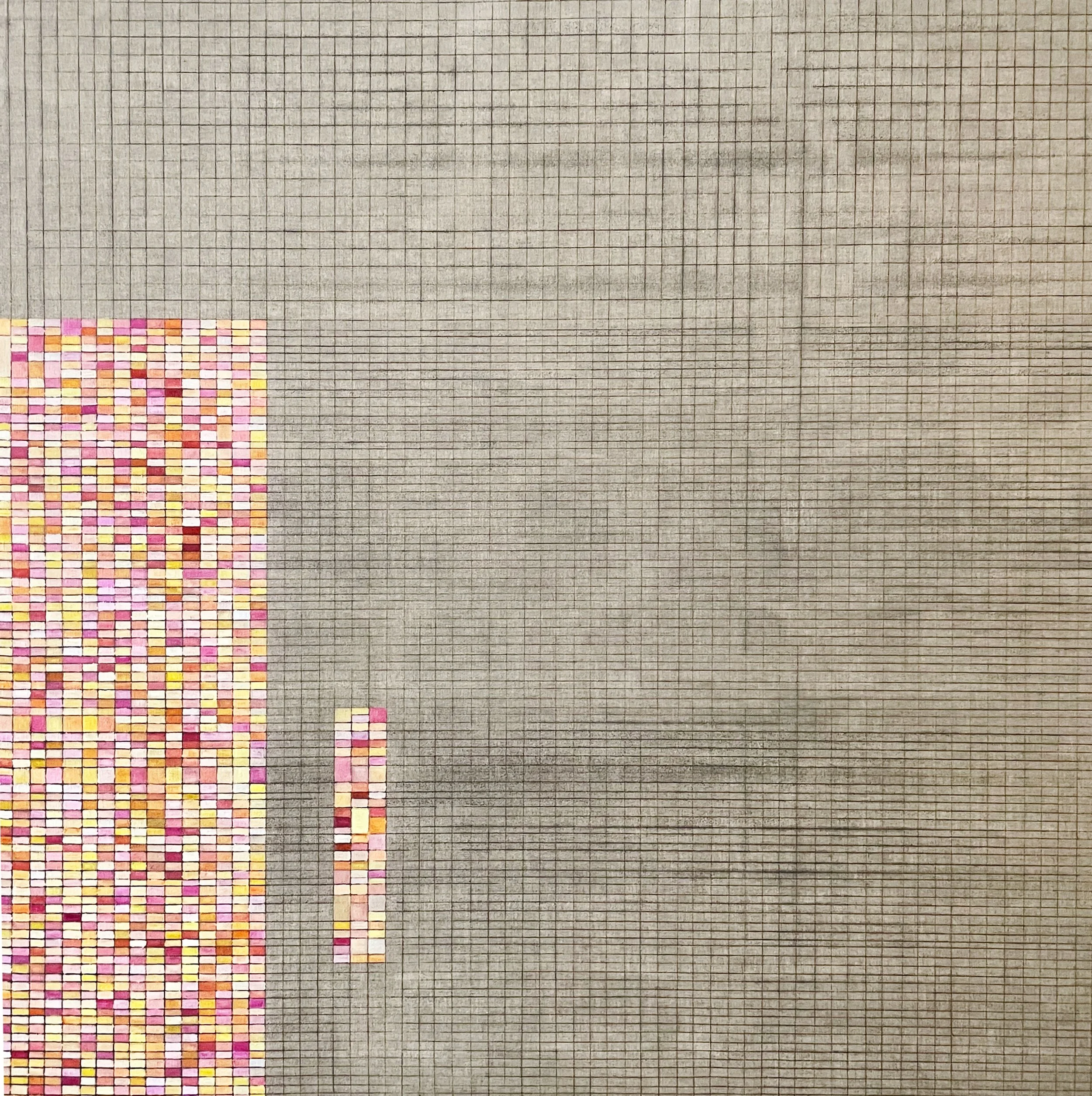 NUMBER 4. Size: 130 W x 130 H x 0.1 D cm/ 51.18 W x 51.18 H x 0.1 D. Inches.  Acrylic and Tajima ink on Linen. 2024.