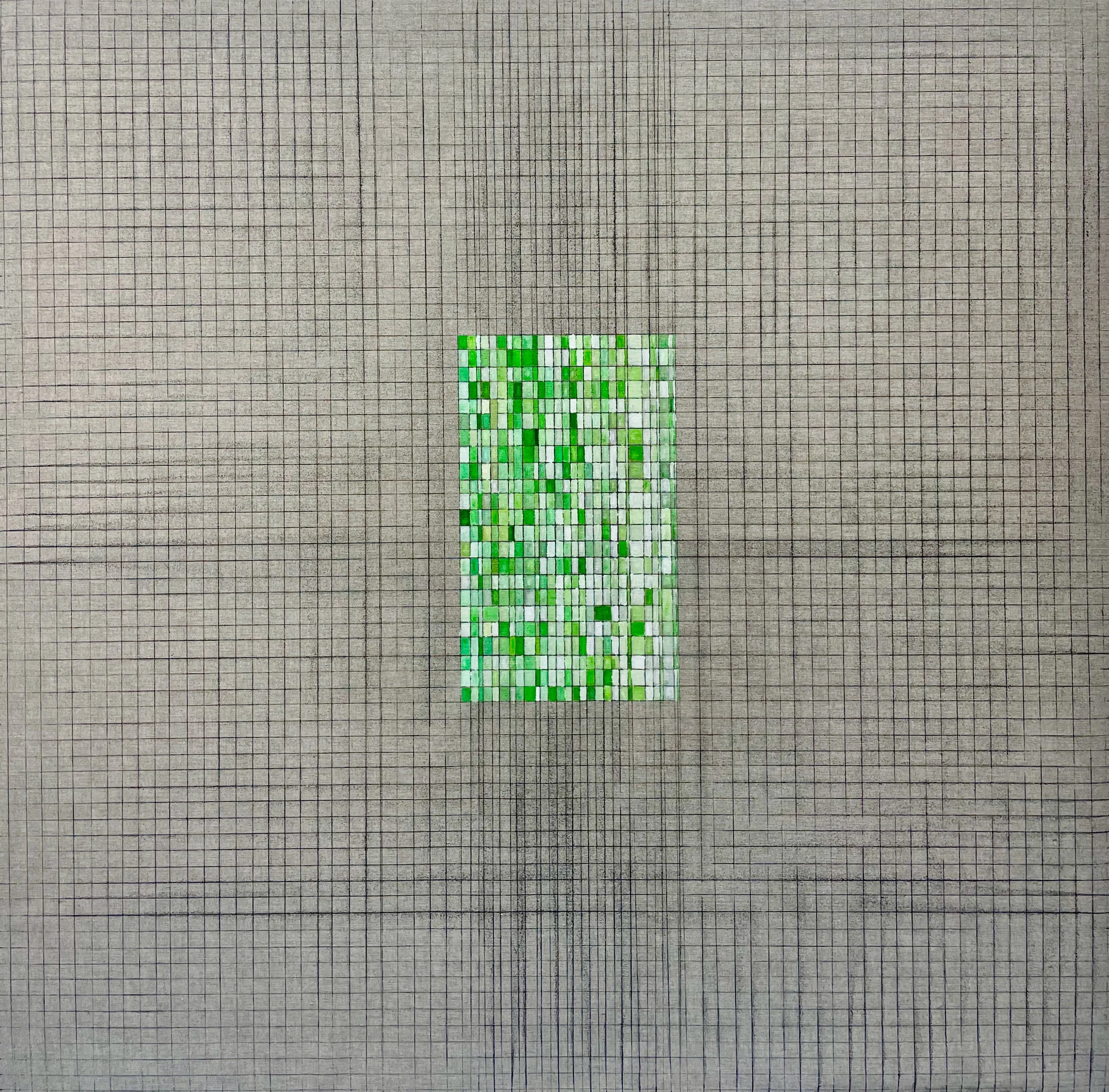 NUMBER 3. Size: 150 W x 150 H x 0.1 D cm/ 59 W x 59 H x 0.1 D. Inches.  Acrylic and Tajima ink on Linen. 2024.