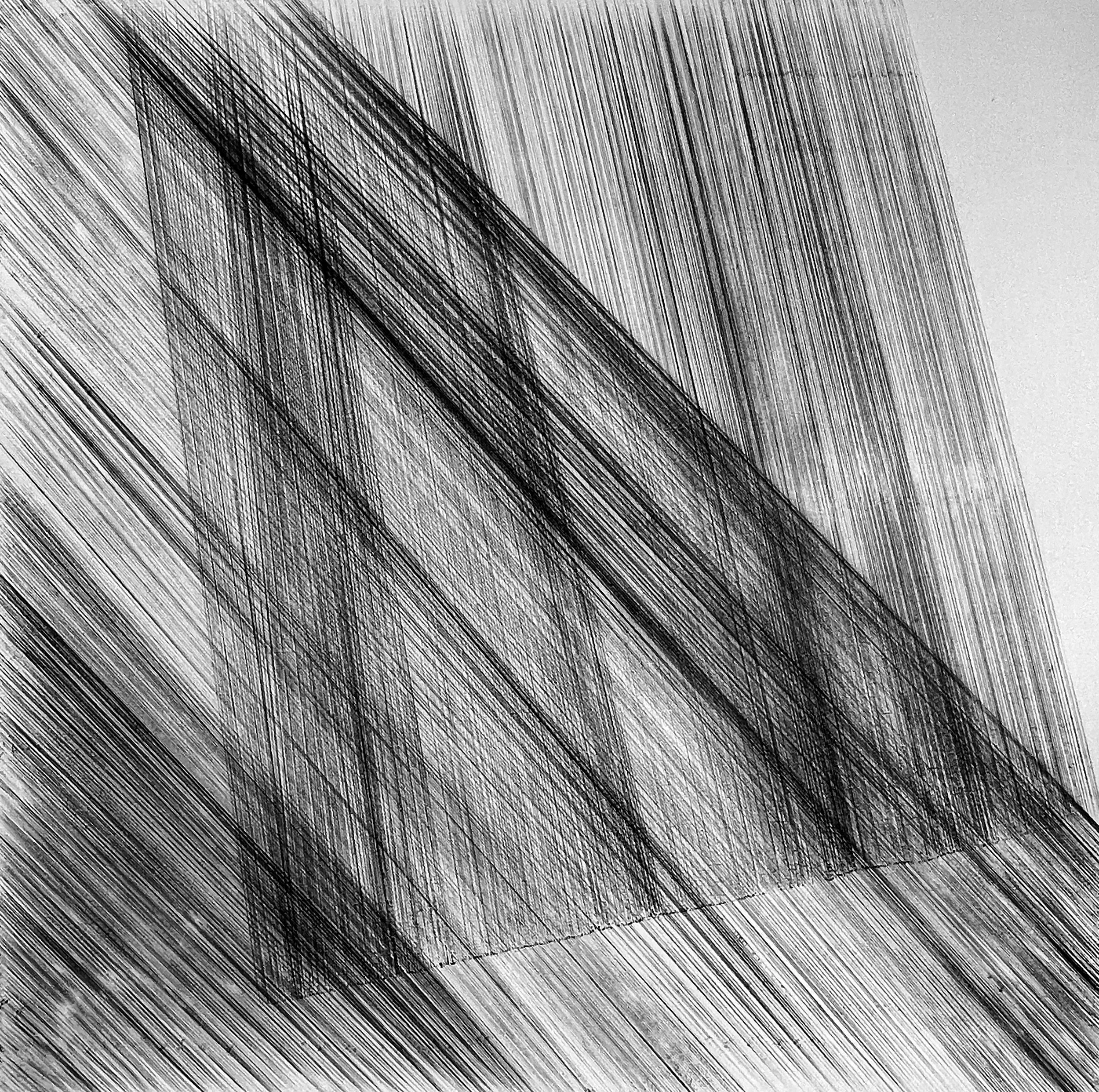 TENSION LINES 9. Size: 150 W x 150 H x 0.1 D cm/ 59 W x 59 H x 0.1 D. Inches.  Tajima Ink on Linen. 2023.