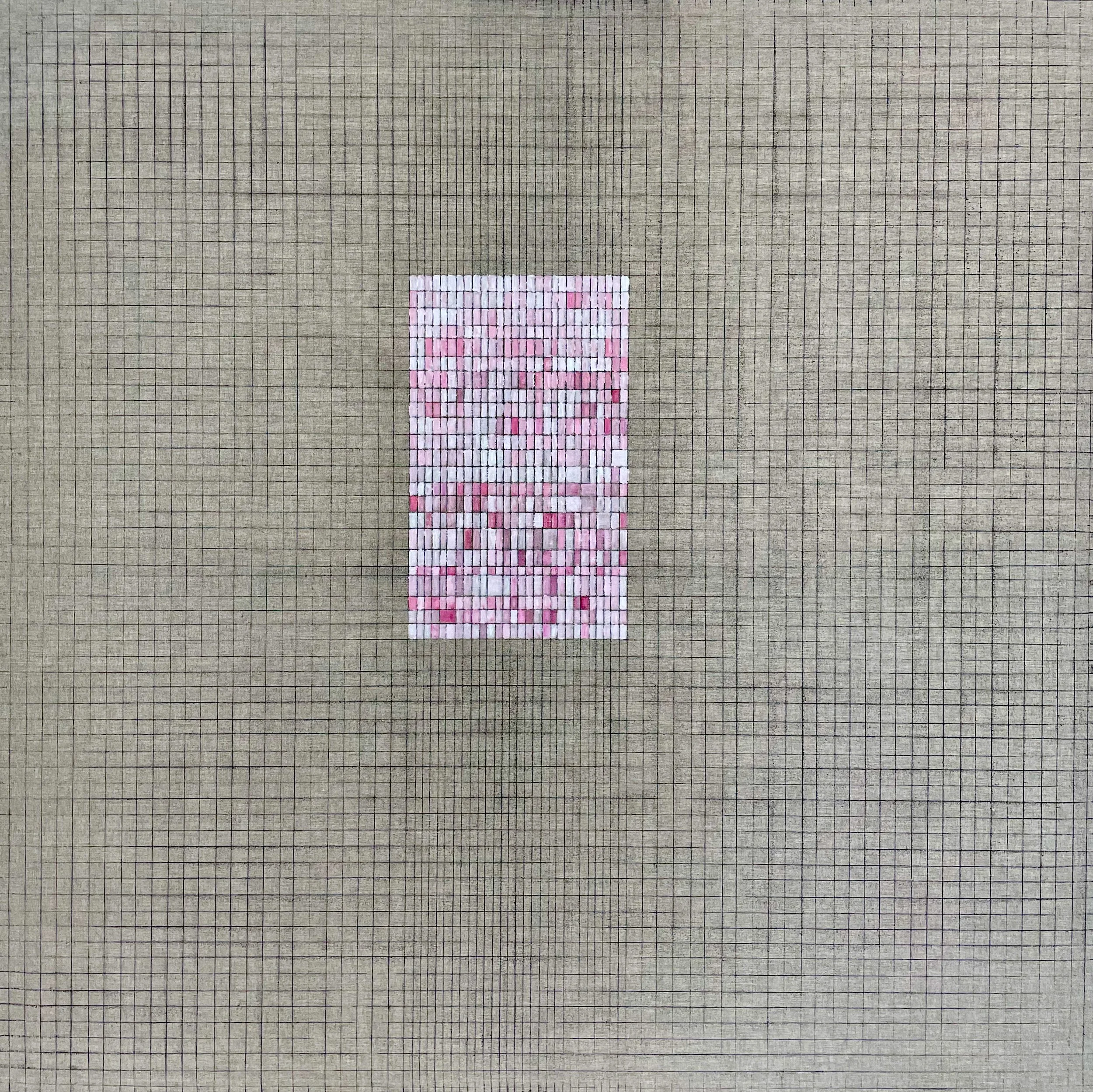 NUMBER 2. Size: 150 W x 150 H x 0.1 D cm/ 59 W x 59 H x 0.1 D. Inches.  Acrylic and Tajima ink on Linen. 2024.