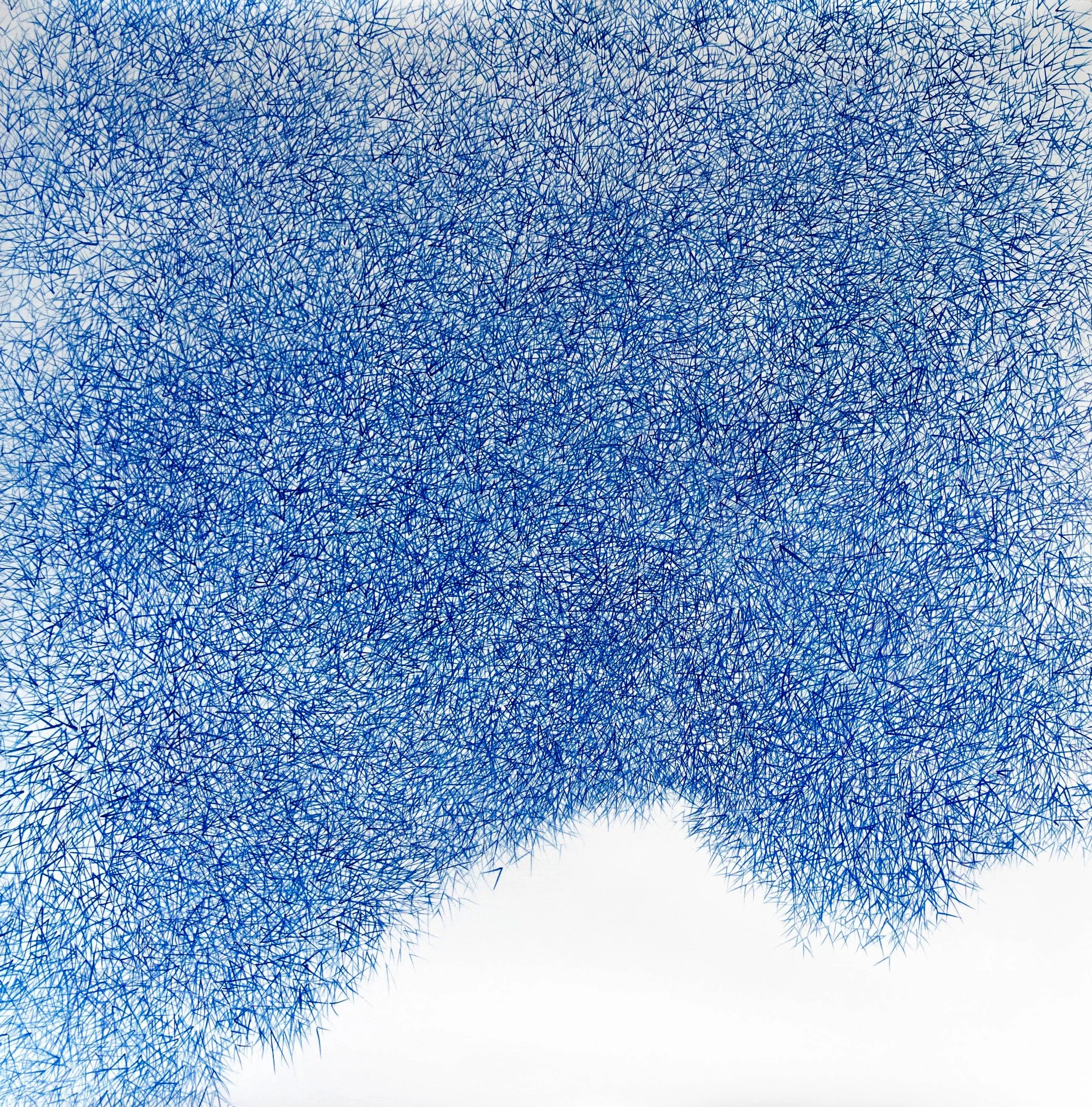 LINE FIELD 1 (TIME IS AN ILLUSION I) Size: 150 W x 150 H x 0.1 D cm/ 59 W x 59 H x 0.1 D. Inches.  Acrylic Ink on Linen. 2021.