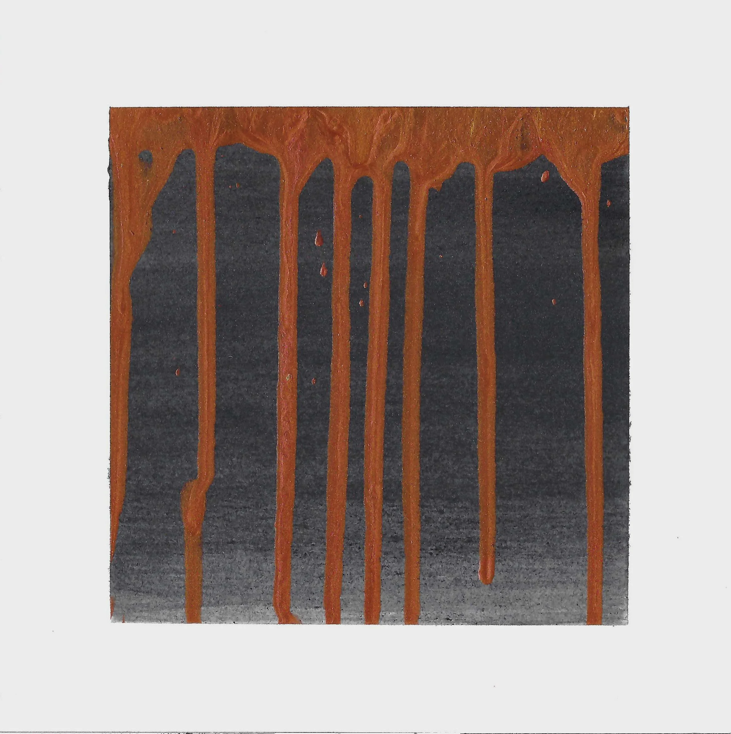 COPPER DRIP. Size: 20 W x 20 H x 0.1 D cm/ 7.87 W x 7.87 H x 0.1 D inches. Acrylic Ink on Arches Cotton Paper Cold Pressed 300 gs./140 lb. 2020.