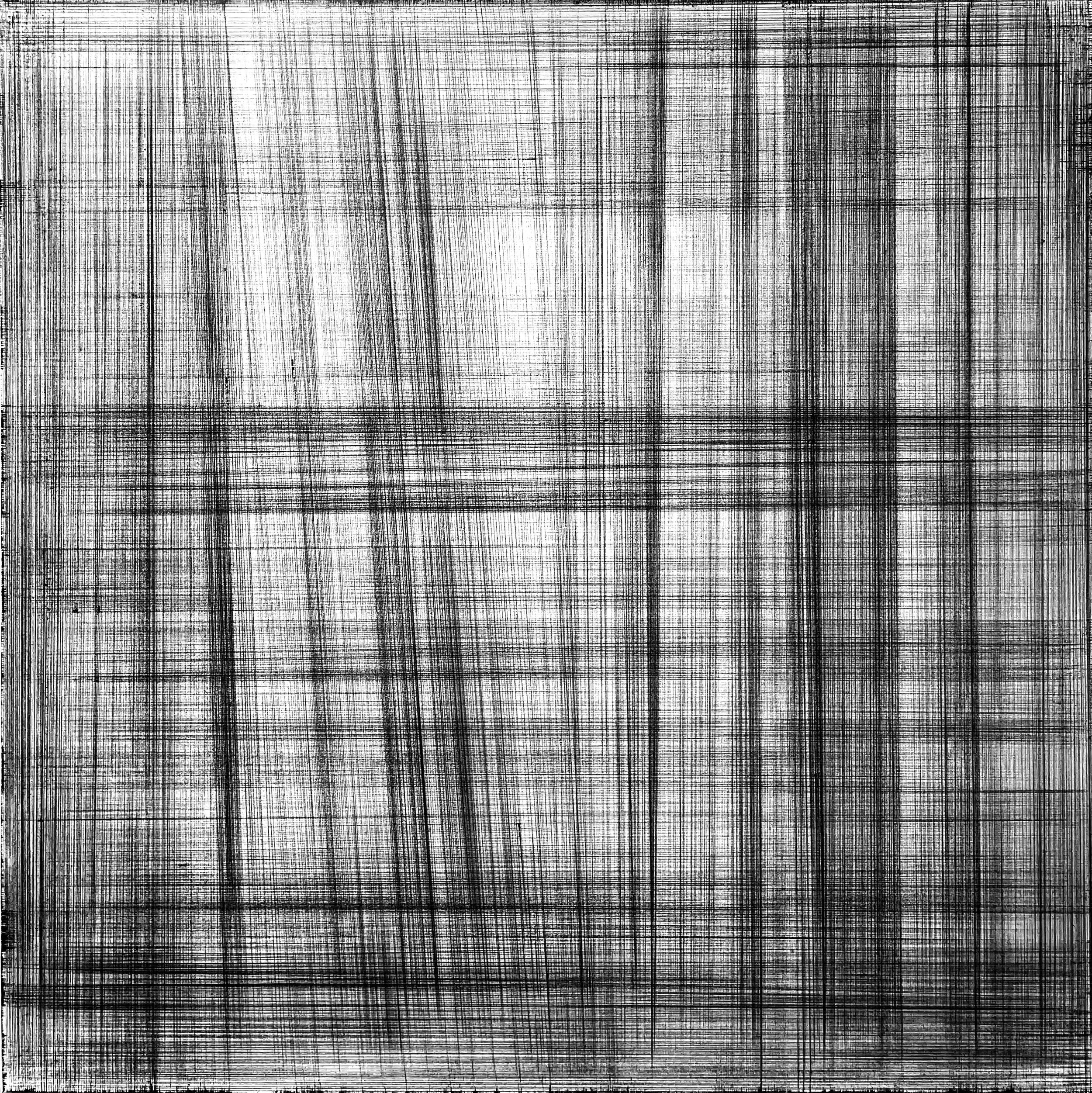 TENSION LINES 10. Size: 150 W x 150 H x 0.1 D cm/ 59 W x 59 H x 0.1 D. Inches.  Tajima Ink on Linen. 2023.