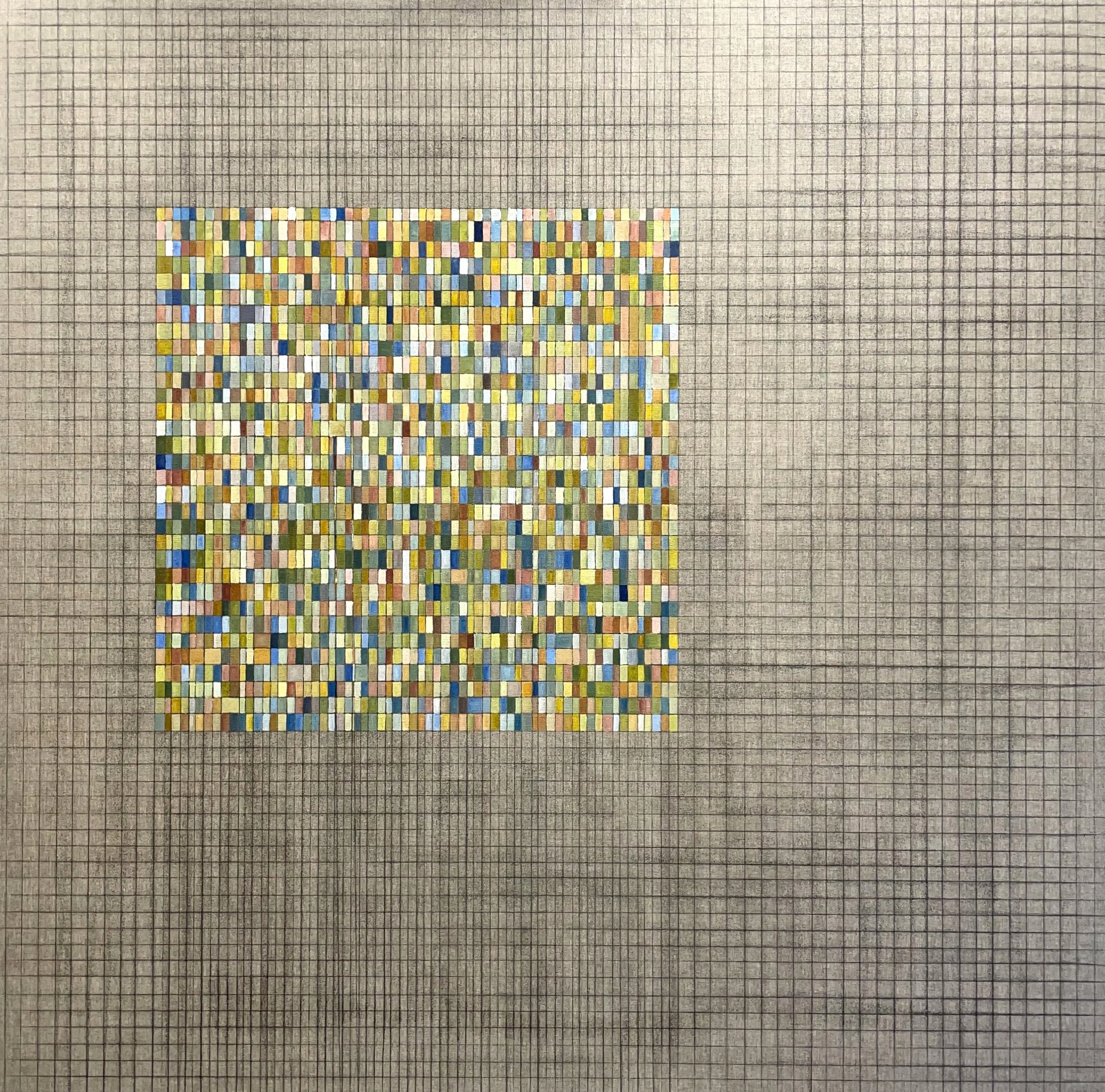 NUMBER 6 . Size: 150 W x 150 H x 0.1 D cm/ 59 W x 59 H x 0.1 D. Inches.  Acrylic and Tajima ink on Linen. 2024.