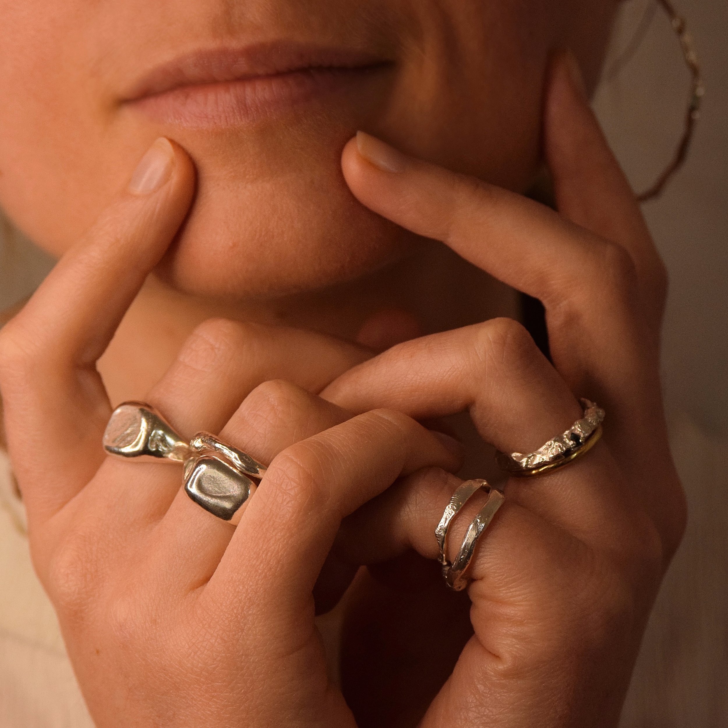 A delicious silver stack on a Monday ~

All handmade from 100% recycled silver or gold ⚒️

#sustainablejewellery #recycledsilver #handmadejewellery #silverring #chunkysilver #instajewellery #madeinlondon