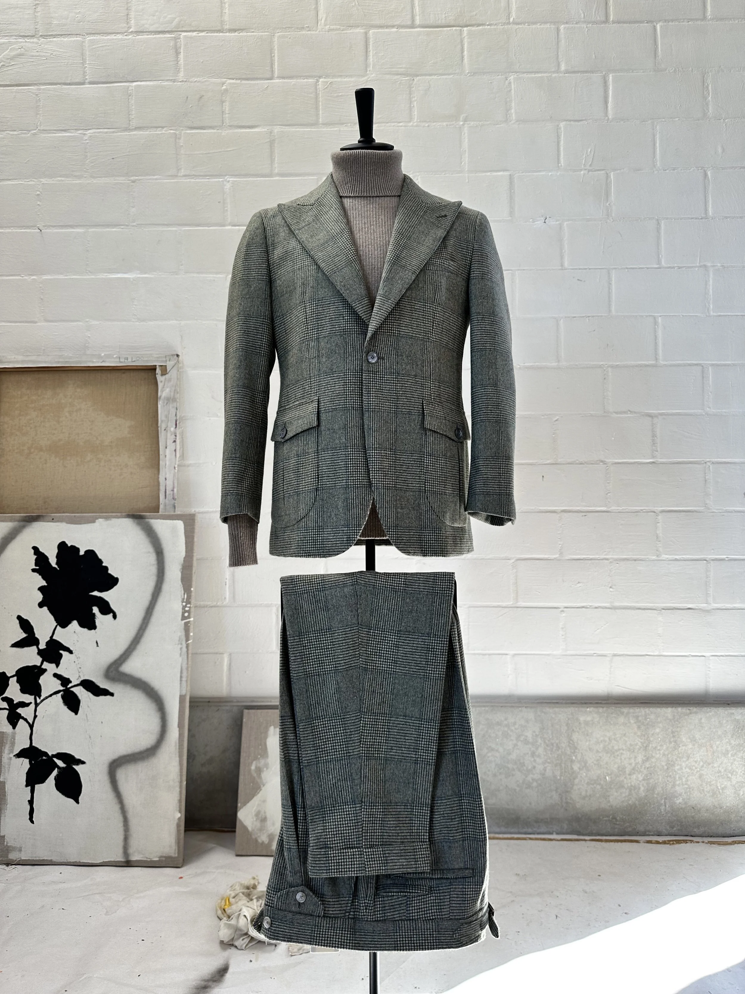 Glencheck flannel Full Canvas Suit 
Fabric Vintage Fox Brothers Flannel