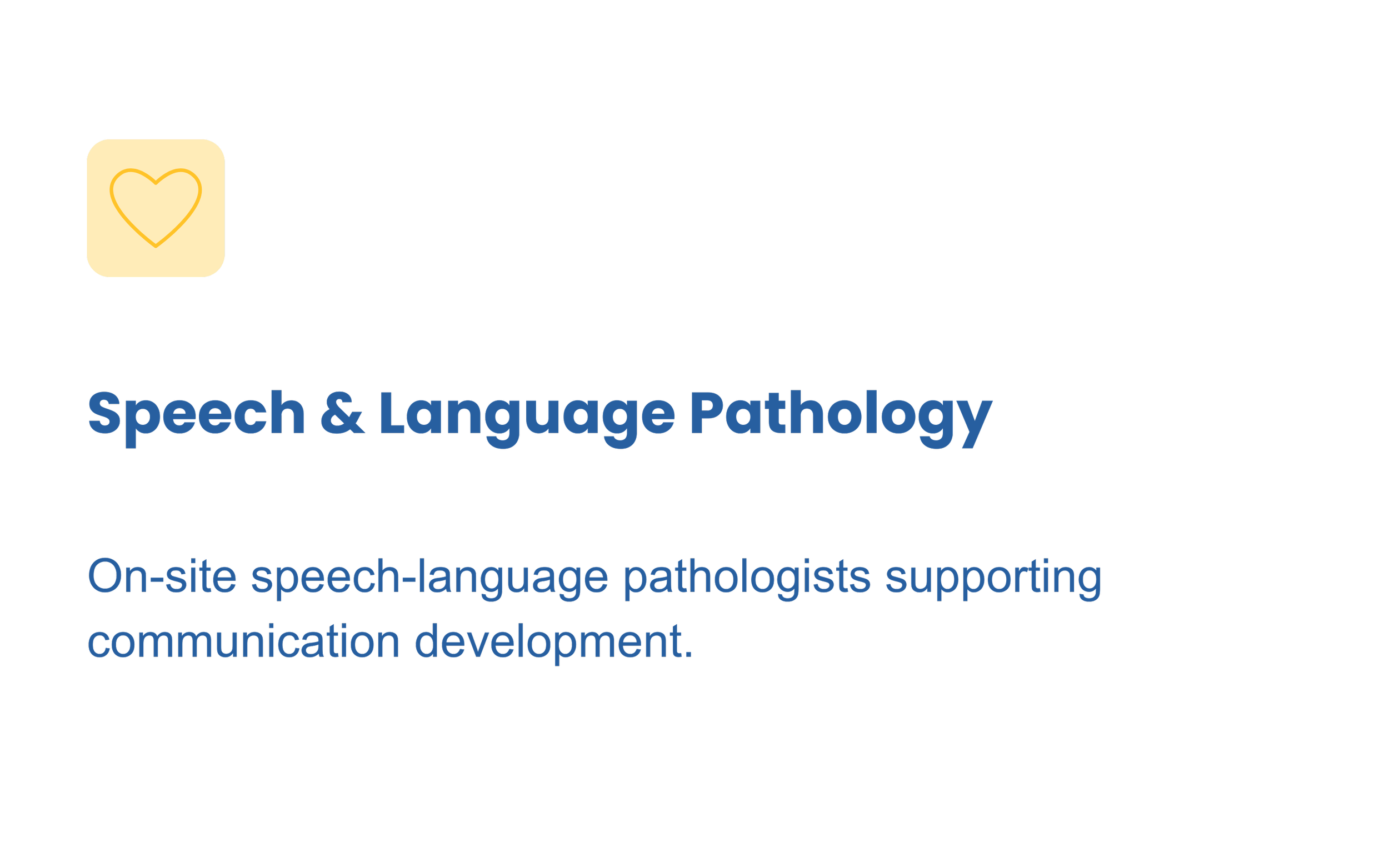 Logo for National Black Speech-Language Pathology Association with the title 'Speech & Language Pathology' and description of on-site speech-language pathologist support for communication development.
