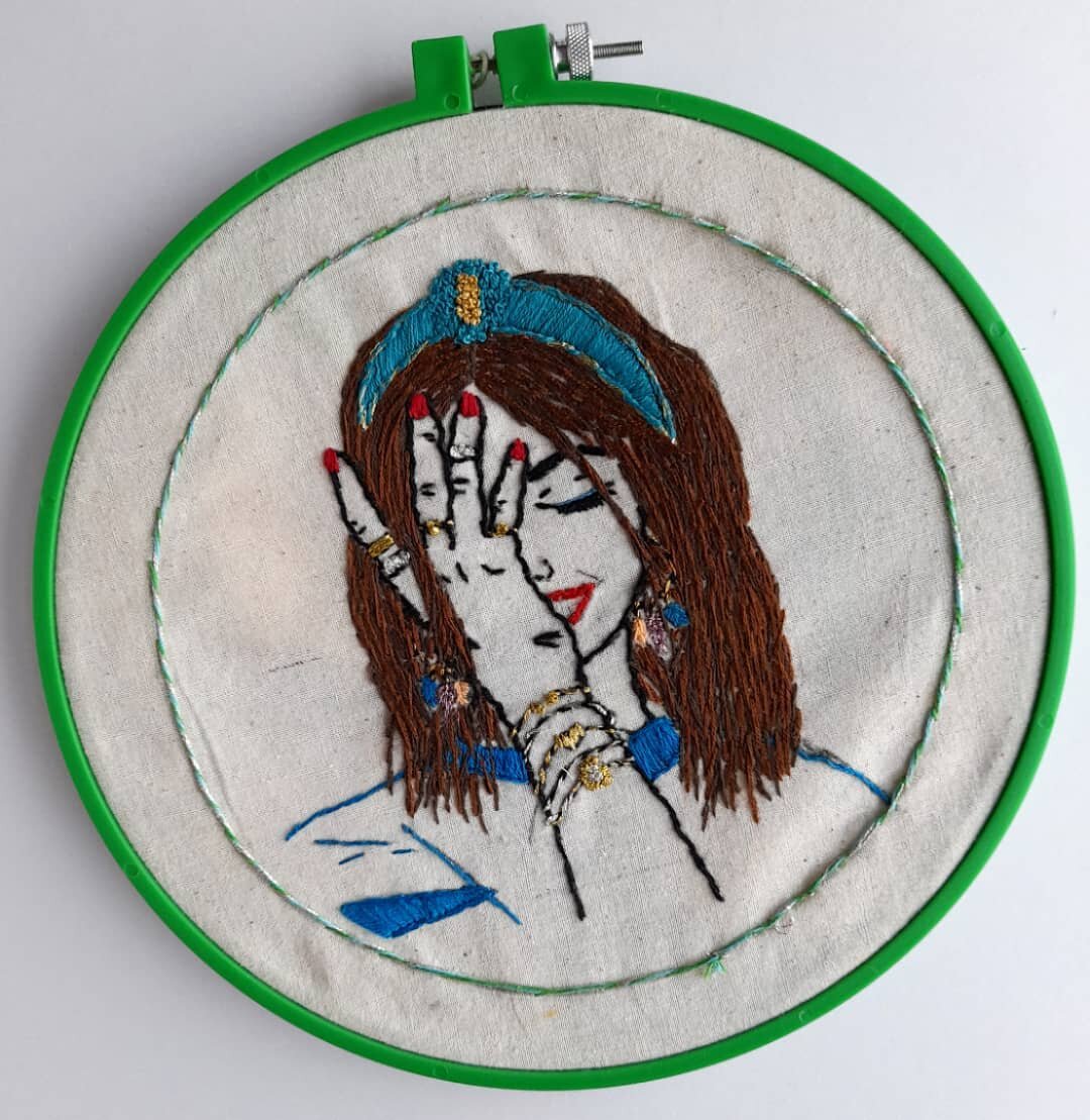 One of the winners from the 'Koestler Art' awards. A charity awarding art in prison. 'Glitzy Girl' is an embroidery piece soon to be seen at the Southbank. Thank you for inviting us to join in judging, awarding amd feeding back on some really great a