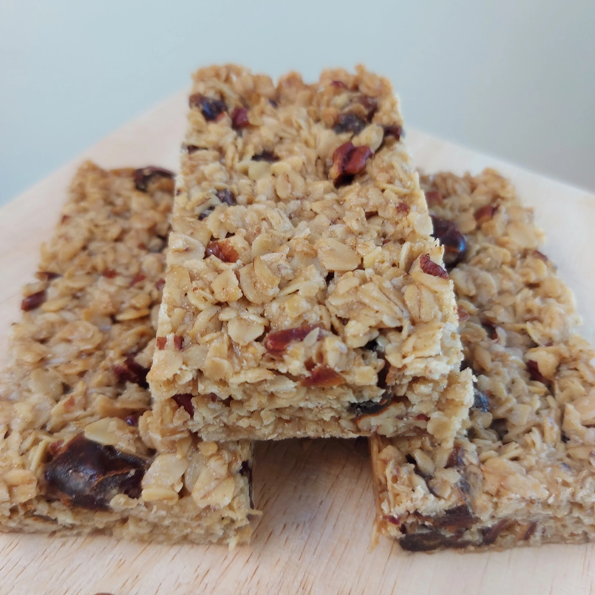 Busy making a lot of these today - Date and Pecan Granola Bars. If you're not familiar with my products, these bars are like flapjacks, but made with wholegrain jumbo oats, real butter and soft brown sugar, and loaded with chopped dates and pecan nut