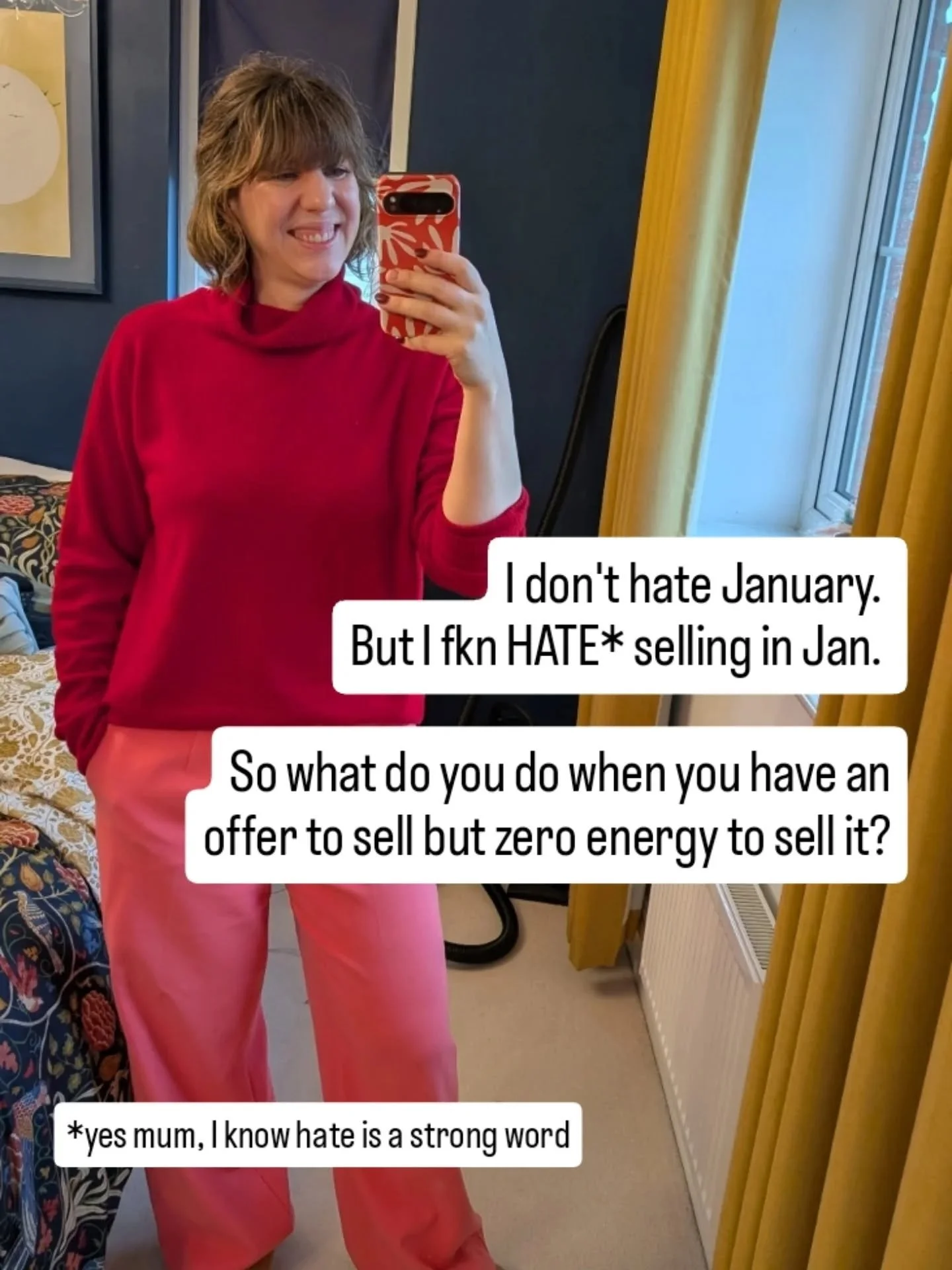 Left to my own devices I actually like the cosy January vibes. But the problem is that high energy, overly optimistic December-Sophie ALWAYS thinks January should be a big selling month 😂

Now I've revealed my 'Jan hibernation plan' I want you to kn