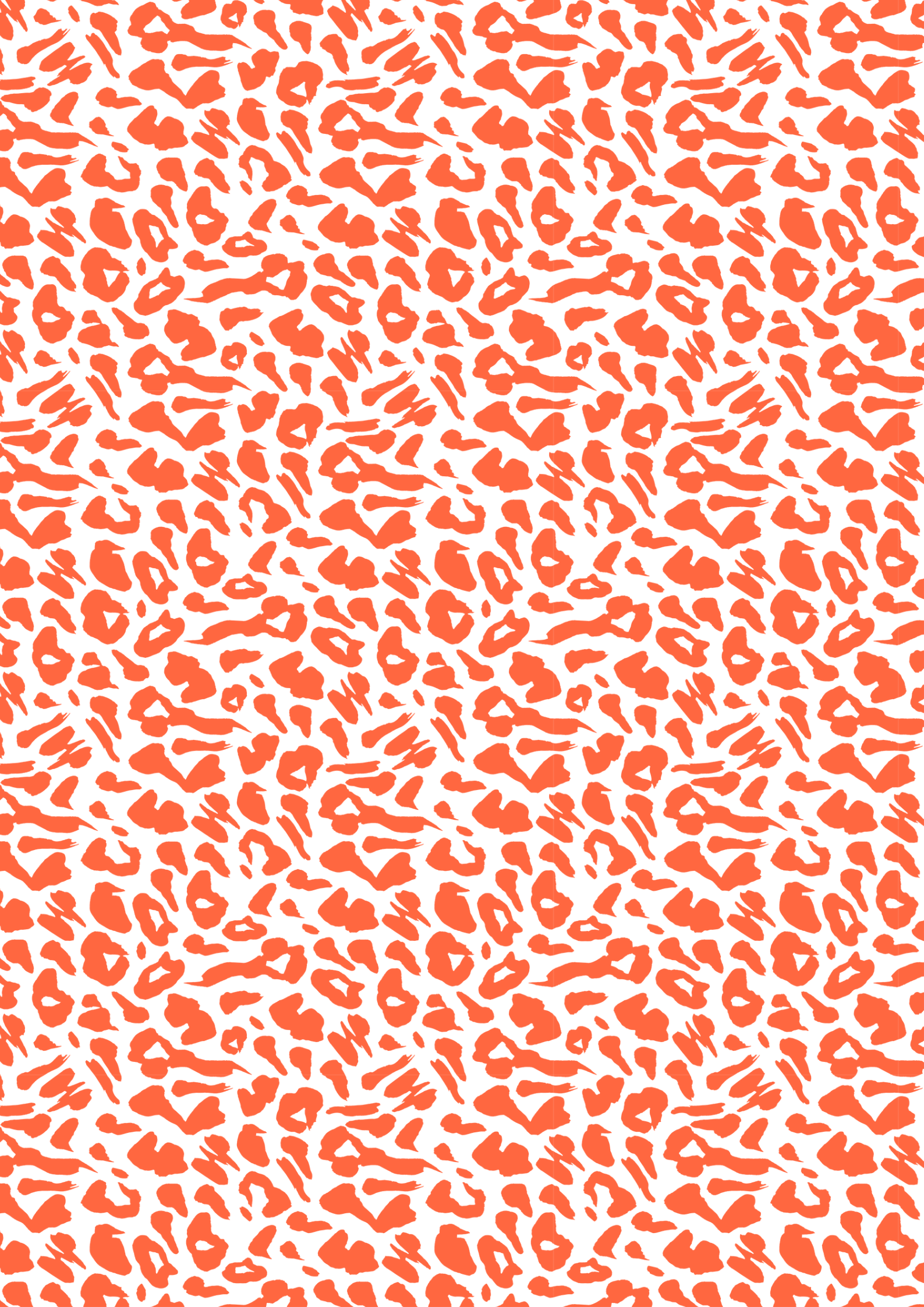 Extensive orange and white animal print pattern resembling leopard spots.