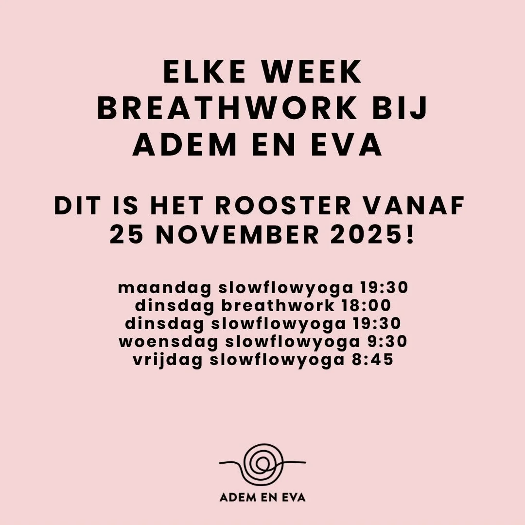 Vanaf nu elke week Verbonden Ademen op het rooster bij &lsquo;Adem &amp; Eva&rsquo;. Dinsdagen 18:00-19:15 uur 
In deze sessies draait het om voelen, ervaren, loslaten, toelaten. 🧡
Voor wie? 
Omdat we een lichte versie van de techniek doen kan ieder