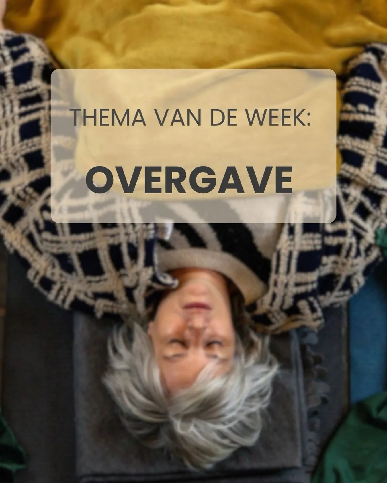 Je hebt niet altijd een plan nodig. Soms hoef je alleen maar te ademen en te vertrouwen.
Overgave is: dat je het plan loslaat en kijkt wat er ontstaat.

Moeilijk? Kom met me oefenen. Deze week is het thema in de lessen: overgave. 

&ldquo;Surrender i