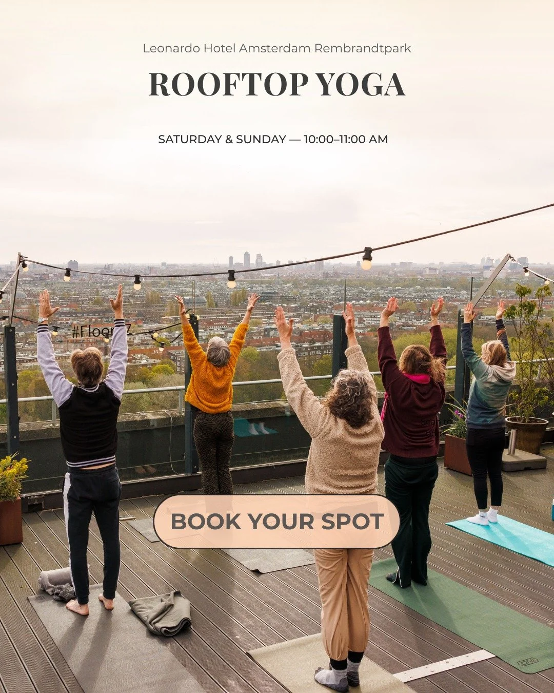 The rooftop yoga last weekend was an amazing experience! The beautiful view, the wind, the sun, the yoga, it was the perfect way tot start the day! You are welcome to join: book your spot via link in bio. Bookings open from Thursday. We have yogamats