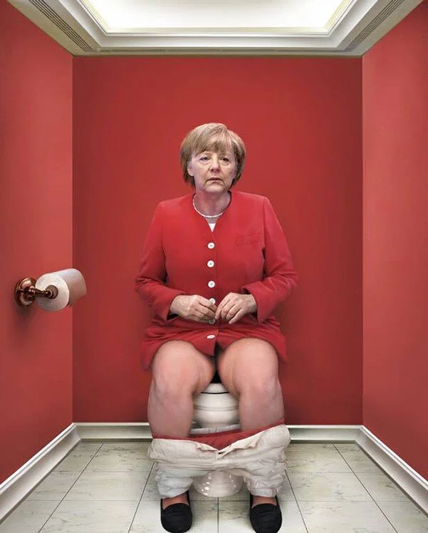 A farting Angela Merkel, as seen in the toilets of Slattery’s